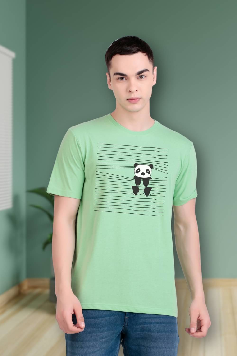     			FLYIND VOGUE OUTFIT Men Polyester Regular Fit Self Design T-Shirt ( Mint Green )
