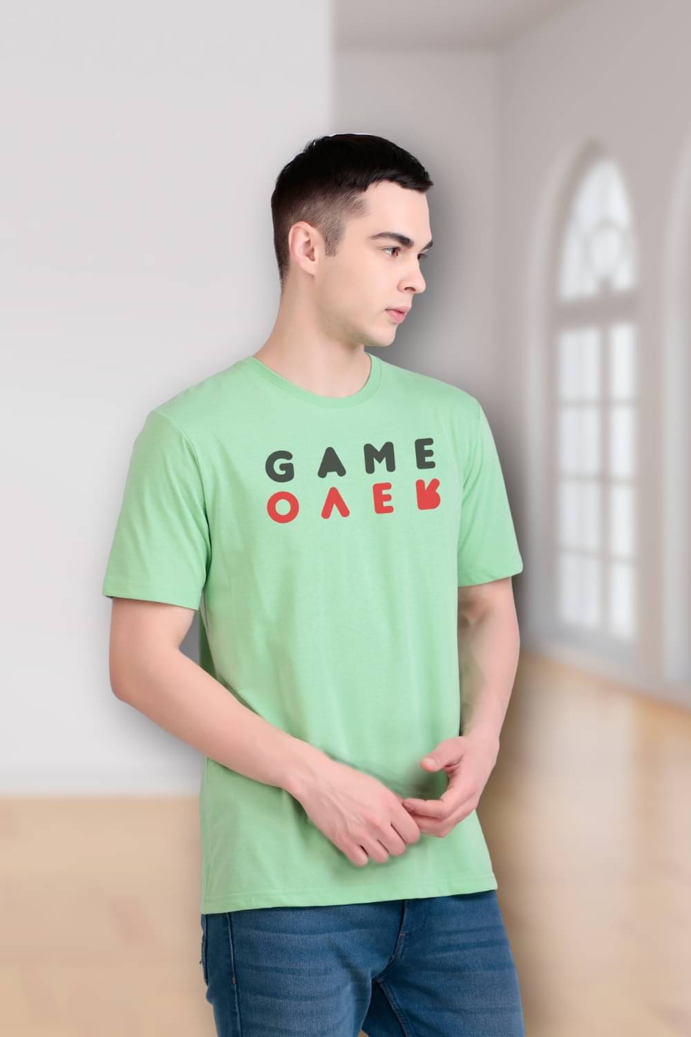     			FLYIND VOGUE OUTFIT Men Polyester Regular Fit Self Design T-Shirt ( Mint Green )