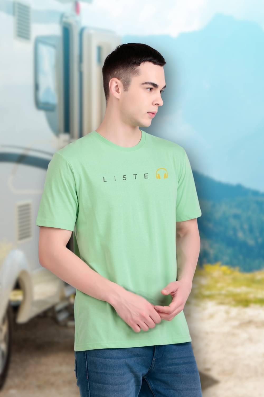 FLYIND VOGUE OUTFIT Men Polyester Regular Fit Self Design T-Shirt ( Mint Green )     			FLYIND VOGUE OUTFIT Men Polyester Regular Fit Self Design T-Shirt ( Mint Green )
