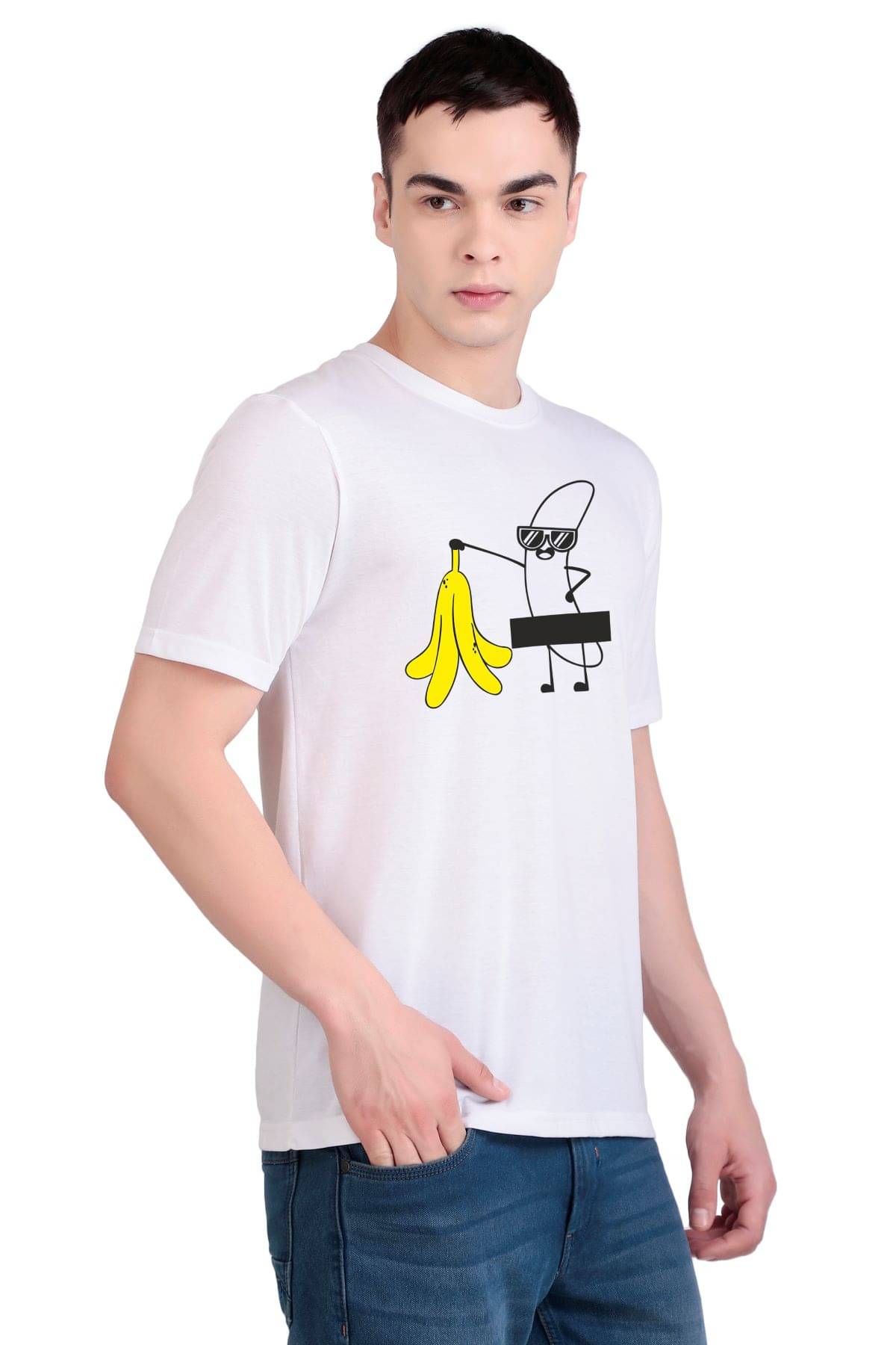 FLYIND VOGUE OUTFIT Men Polyester Regular Fit Self Design T-Shirt ( White )     			FLYIND VOGUE OUTFIT Men Polyester Regular Fit Self Design T-Shirt ( White )