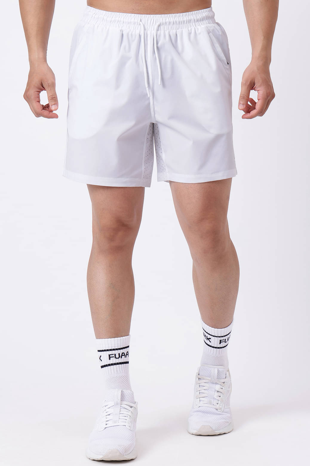 Fuaark White Polyester Lycra Men's Gym Shorts ( Pack of 1 ) Fuaark White Polyester Lycra Men's Gym Shorts ( Pack of 1 )