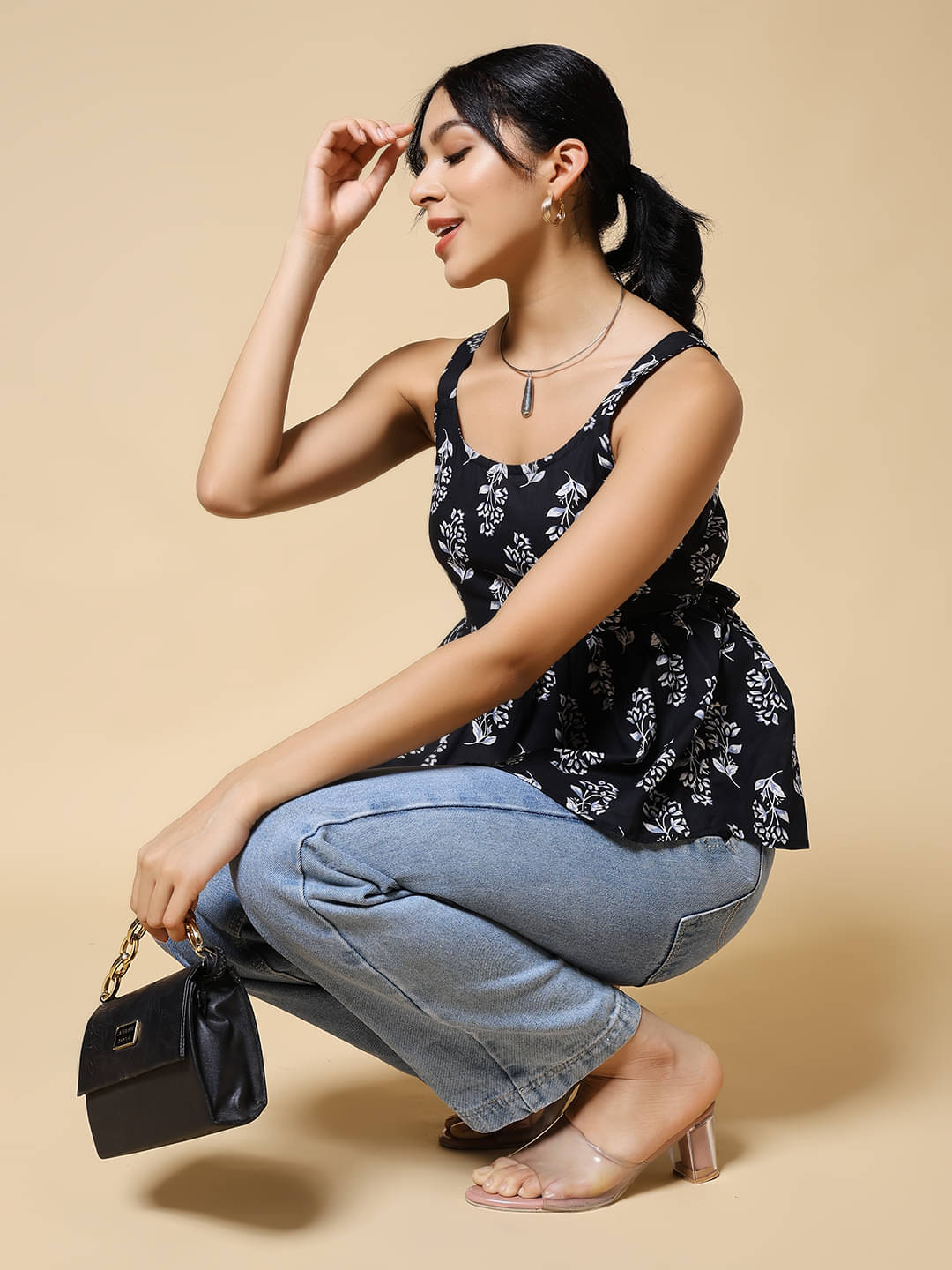 Istyle Can Women's Cotton Regular Top ( Black ) Istyle Can Women's Cotton Regular Top ( Black )