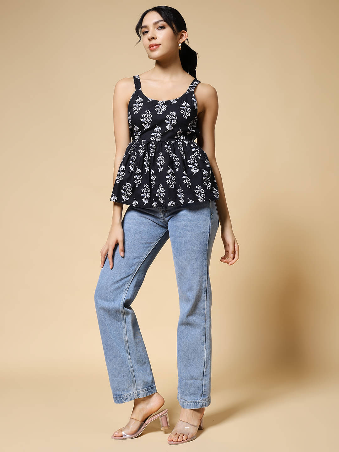Istyle Can Women's Cotton Regular Top ( Black ) Istyle Can Women's Cotton Regular Top ( Black )