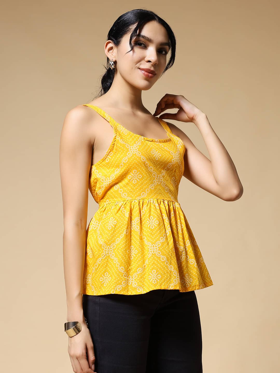 Istyle Can Women's Cotton Regular Top ( Yellow ) Istyle Can Women's Cotton Regular Top ( Yellow )