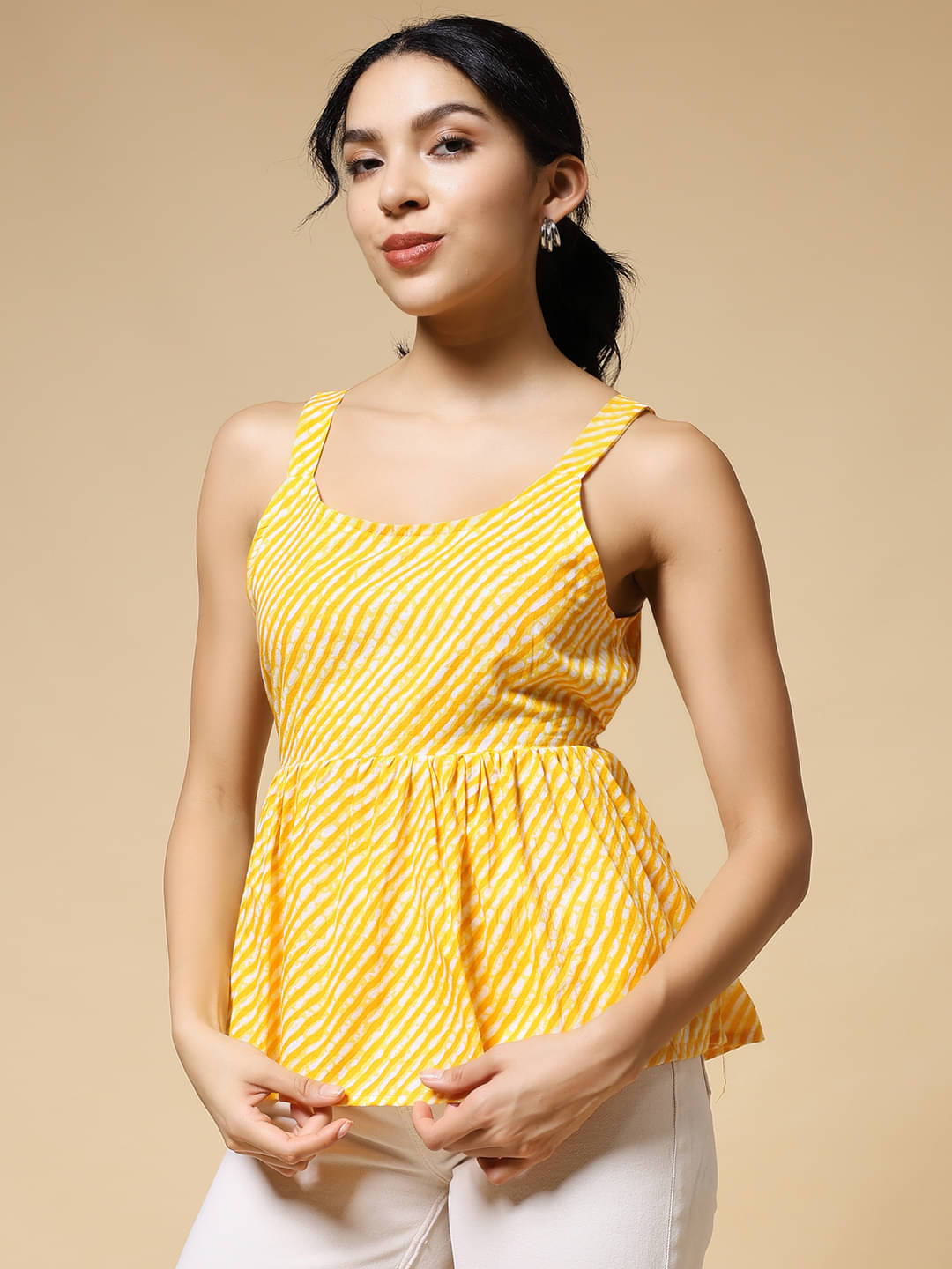 Istyle Can Women's Cotton Regular Top ( Yellow ) Istyle Can Women's Cotton Regular Top ( Yellow )