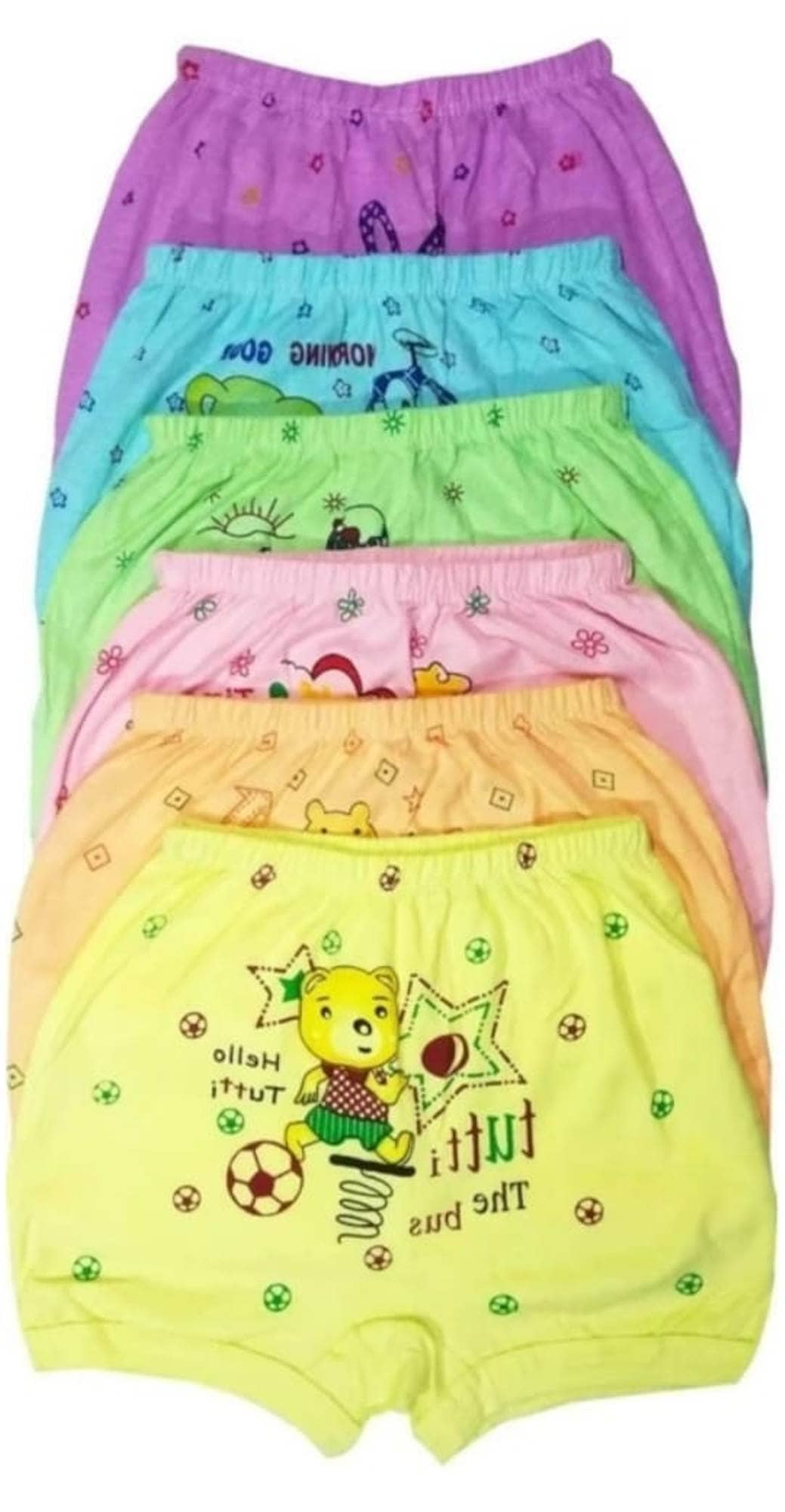 KIDBIRD Pack of 6 Cotton Bloomers For Baby Girls ( Multicolor )