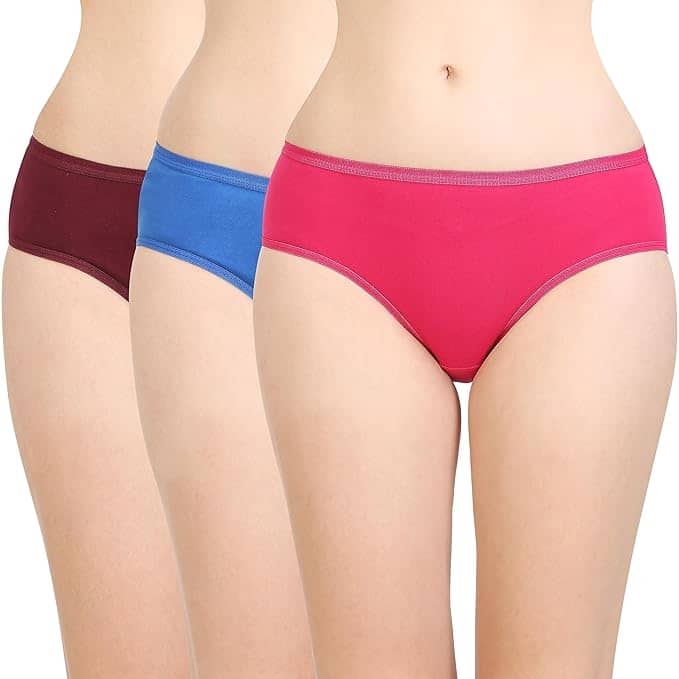Kiran Enterprises Pack of 3 Cotton Hipster For Women ( Multicolor )
