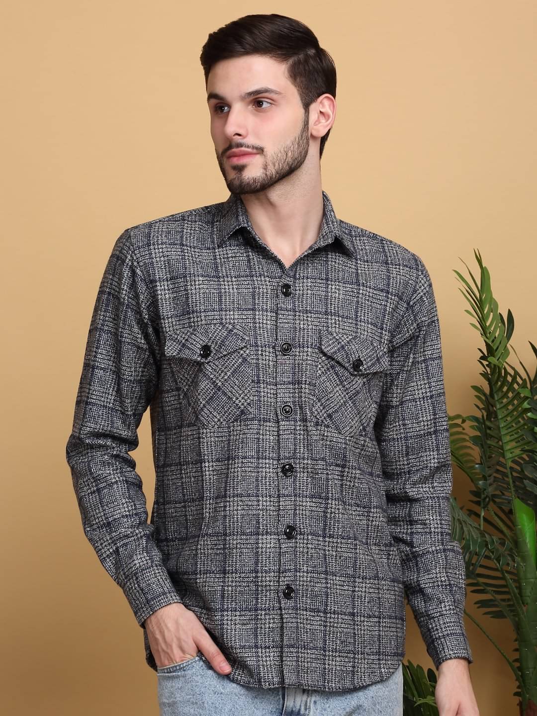 Klotthe Flannel Slim Fit Full Sleeves Men's Formal Shirt - Light Grey ( Pack of 1 ) Klotthe Flannel Slim Fit Full Sleeves Men's Formal Shirt - Light Grey ( Pack of 1 )