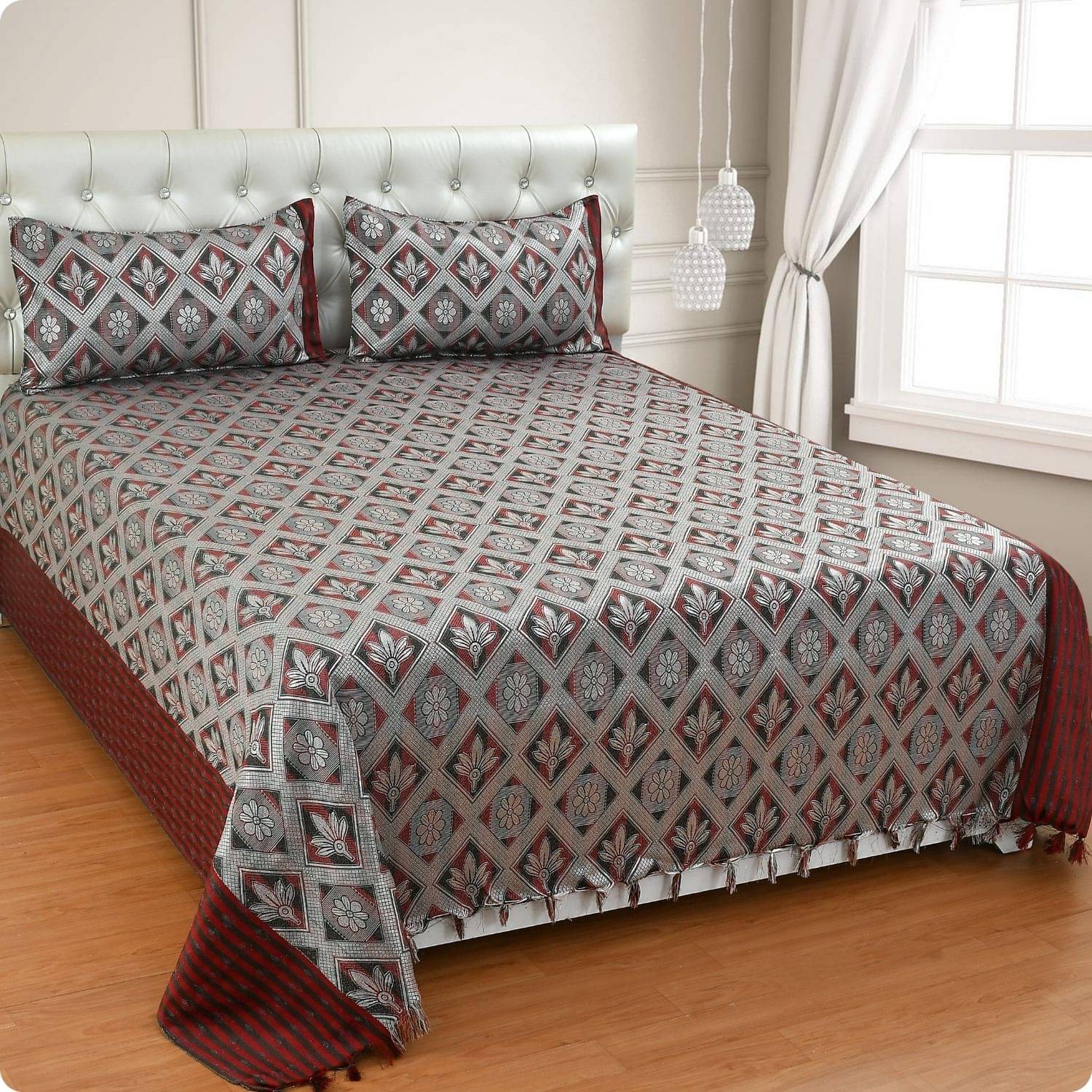 Mithan Silk 1 Double Bedsheet with 2 Pillow Covers ( Grey ) Mithan Silk 1 Double Bedsheet with 2 Pillow Covers ( Grey )