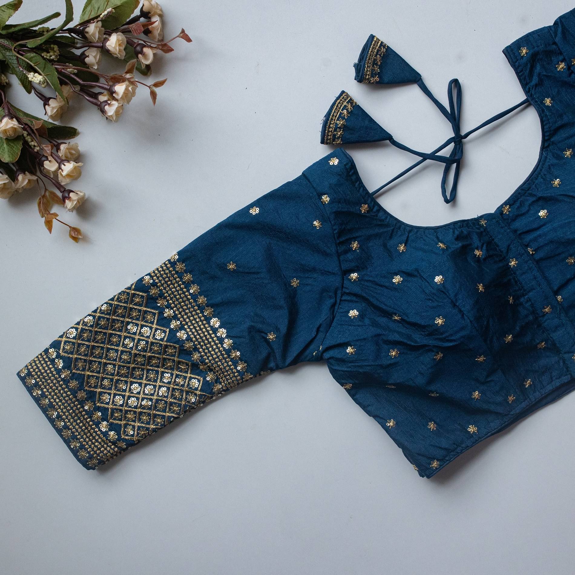 Modern Mughals Blue Readymade with Pad Art Silk Women's Blouse ( Pack of 1 ) Modern Mughals Blue Readymade with Pad Art Silk Women's Blouse ( Pack of 1 )