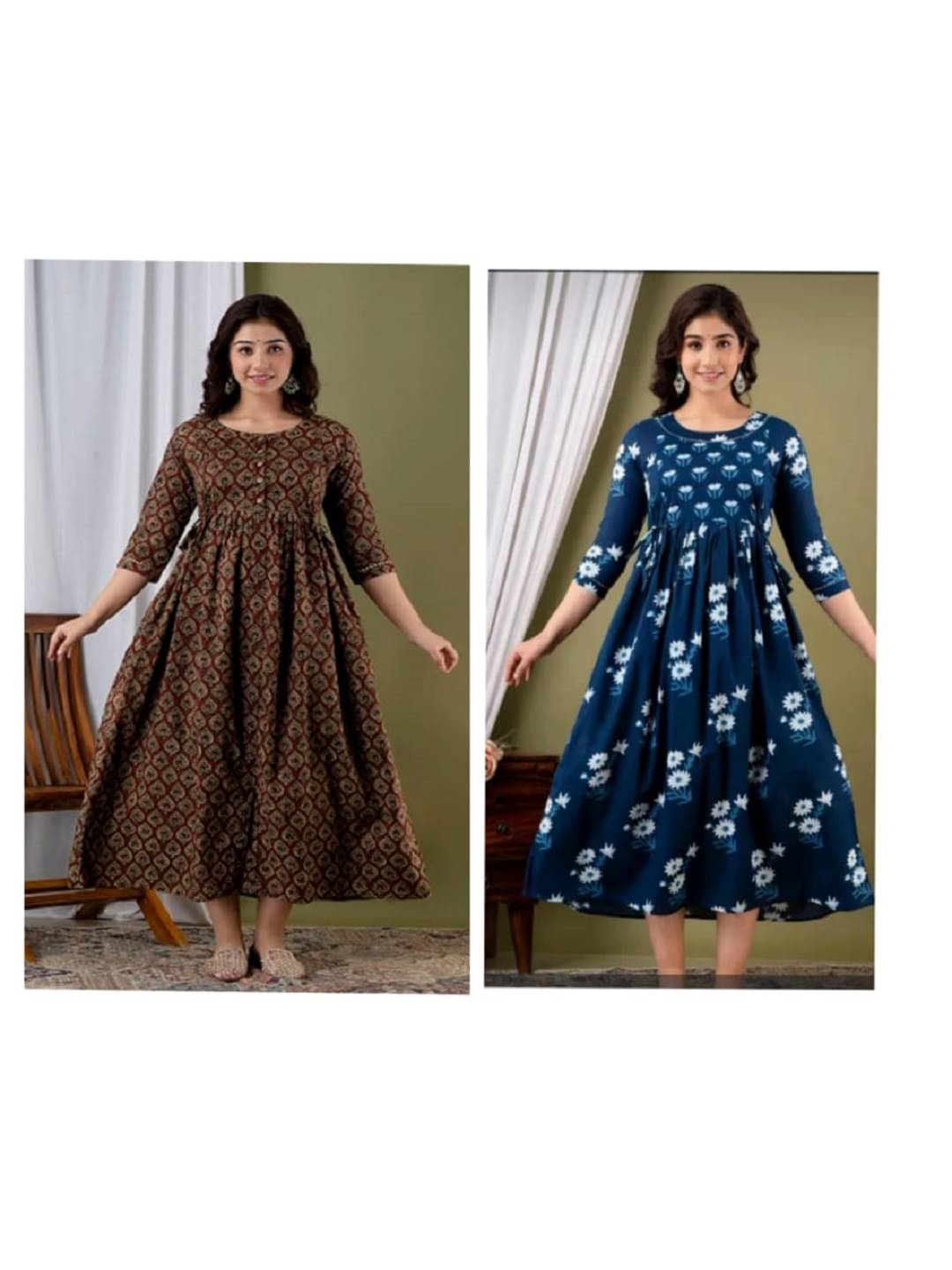     			Nevisha Style Multi Color Cotton Women's Maternity Dress ( Pack of 2 )