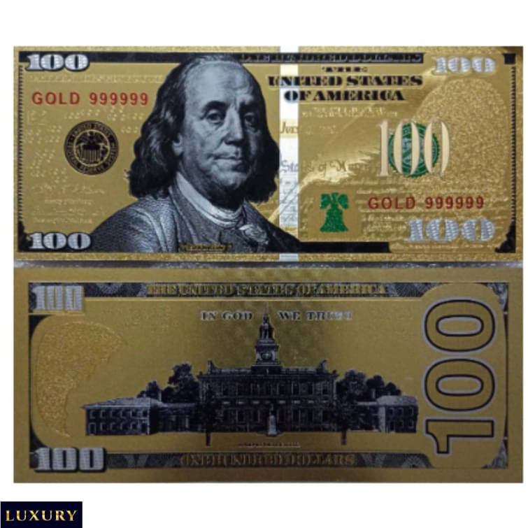     			New 100 US Dollar Bill 24Kt Gold Plated 1 Paper currency Extremely Rare Note