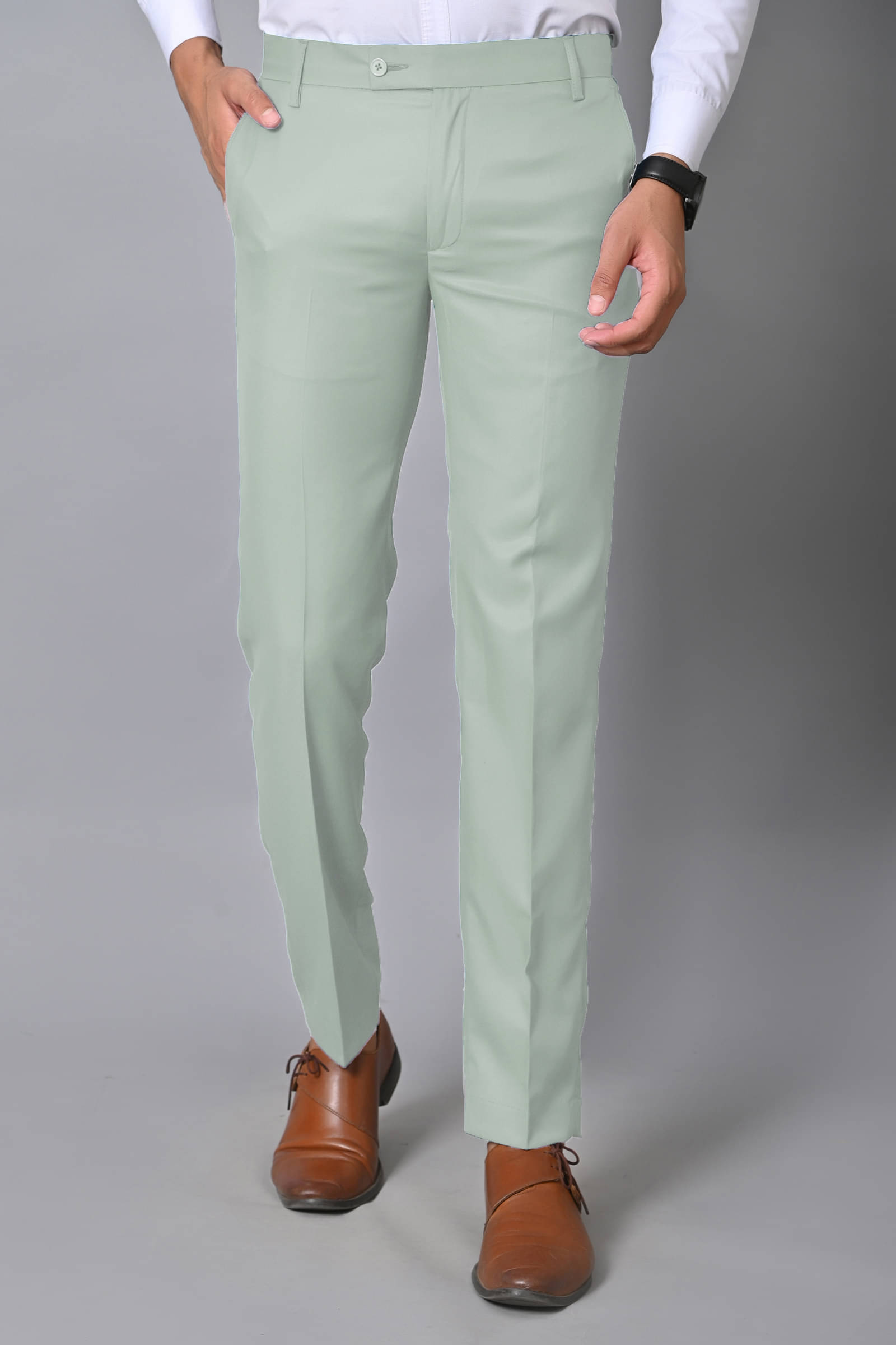     			SatyStyle Slim Pleated Men's Formal Trouser - Olive Green ( Pack of 1 )
