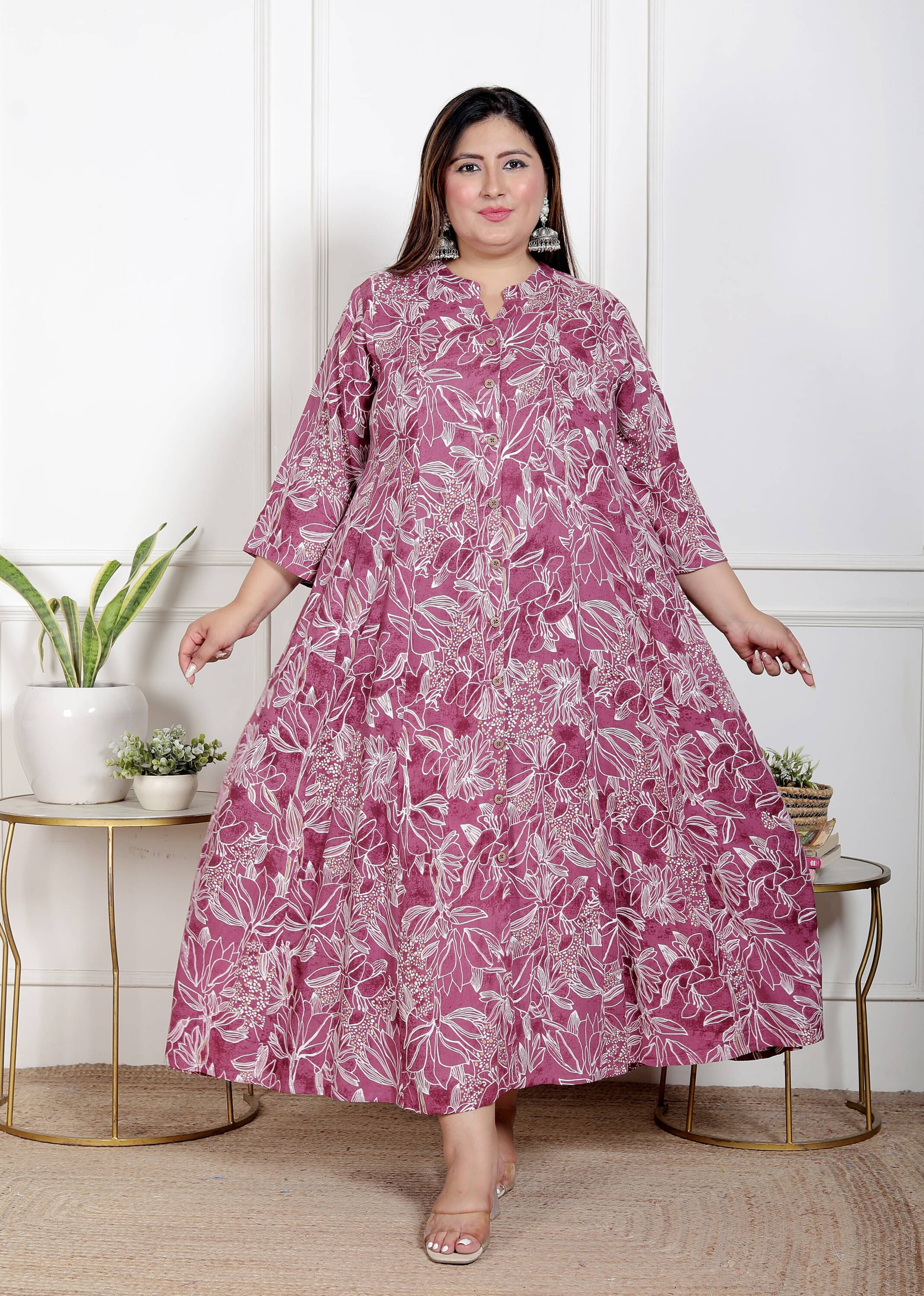     			Swasti Women Cotton Blend Printed Flared Kurti ( Purple )