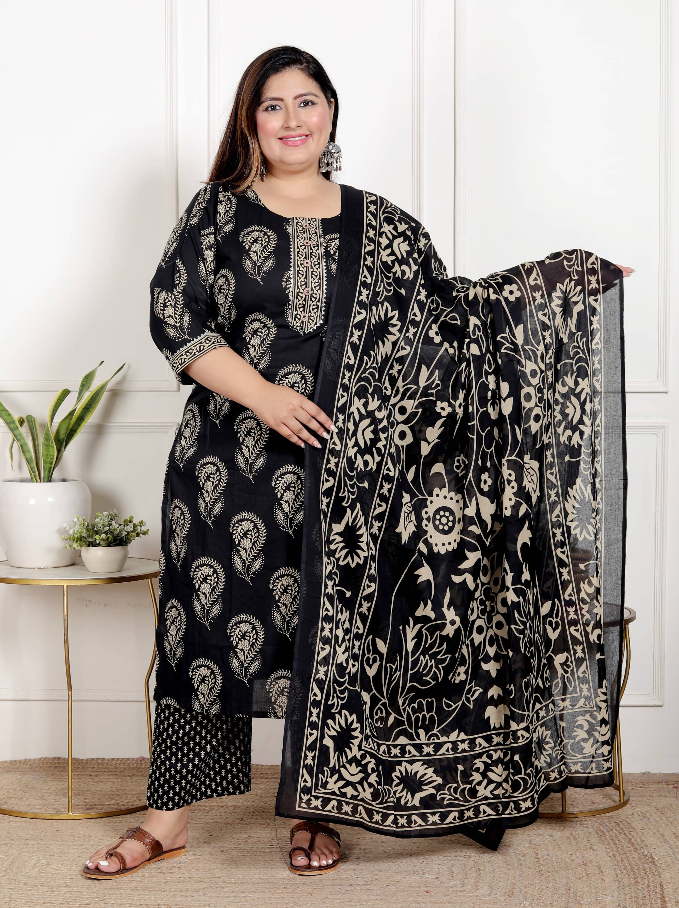 Swasti Women Cotton Printed Straight Kurti With Salwar ( Yellow )