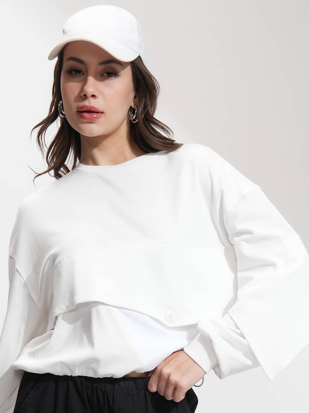 Tokyo Talkies Women's Cotton Blend Regular Top ( White )     			Tokyo Talkies Women's Cotton Blend Regular Top ( White )