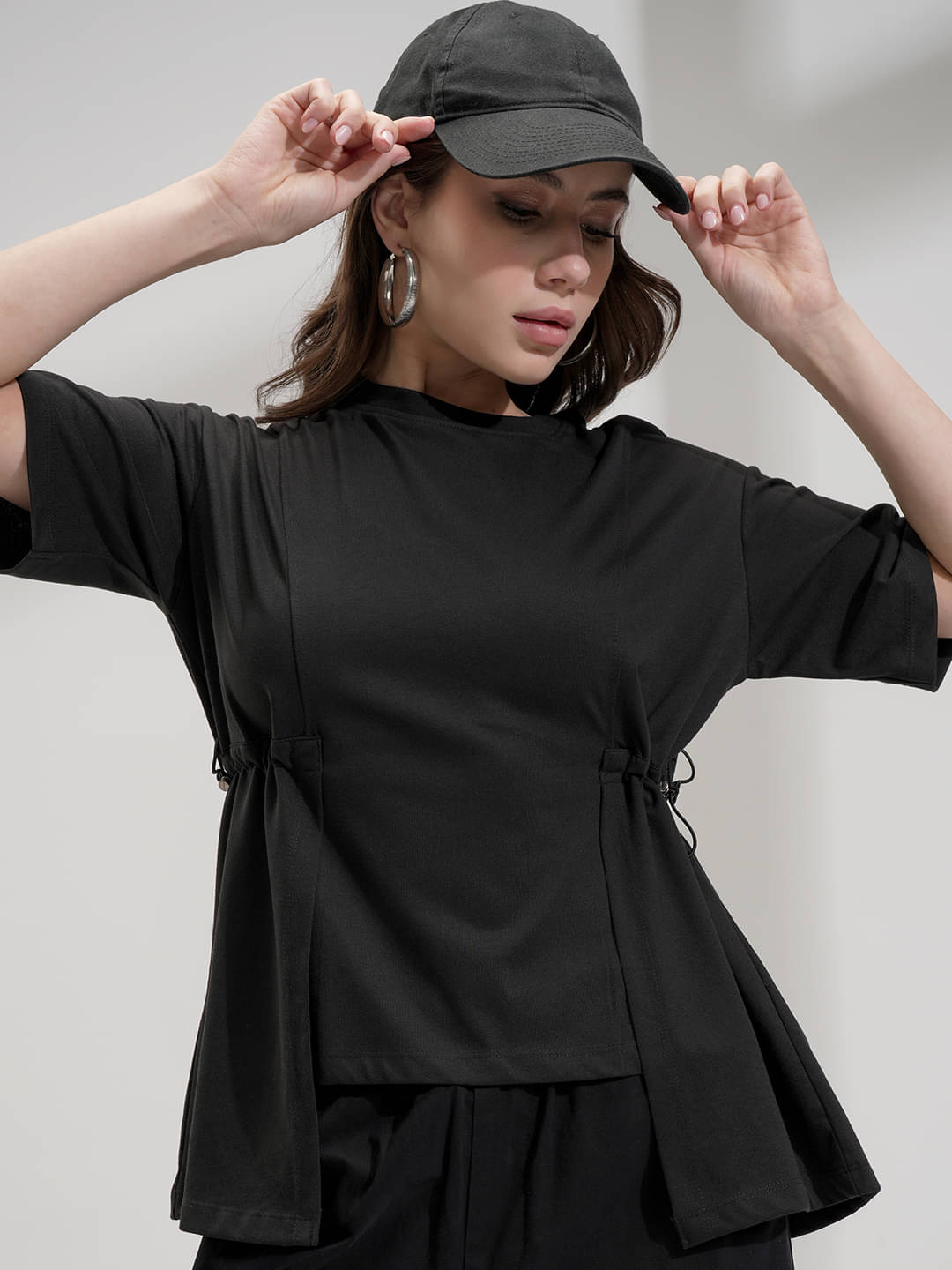Tokyo Talkies Women's Cotton Blend Regular Top ( Black ) Tokyo Talkies Women's Cotton Blend Regular Top ( Black )