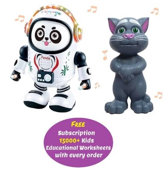 Toonkiz Combo of Dancing Space Robot with Light and Music & Intelligent Grey Talking Cat (Multicolor) Toonkiz Combo of Dancing Space Robot with Light and Music & Intelligent Grey Talking Cat (Multicolor)
