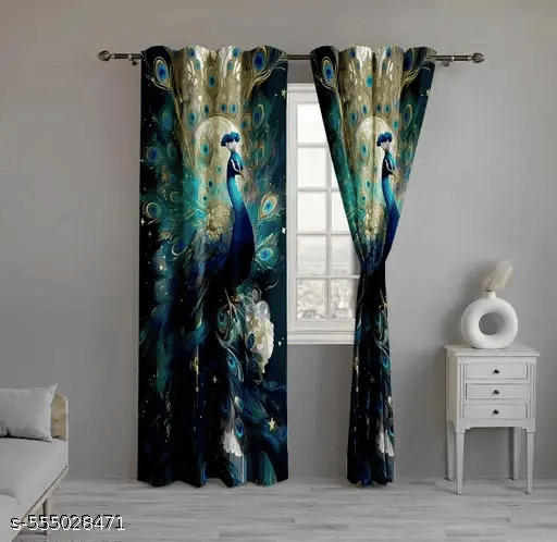     			Tramb Abstract Room Darkening Eyelet Curtain 5 FT ( Pack of 1 ) - Multi Color