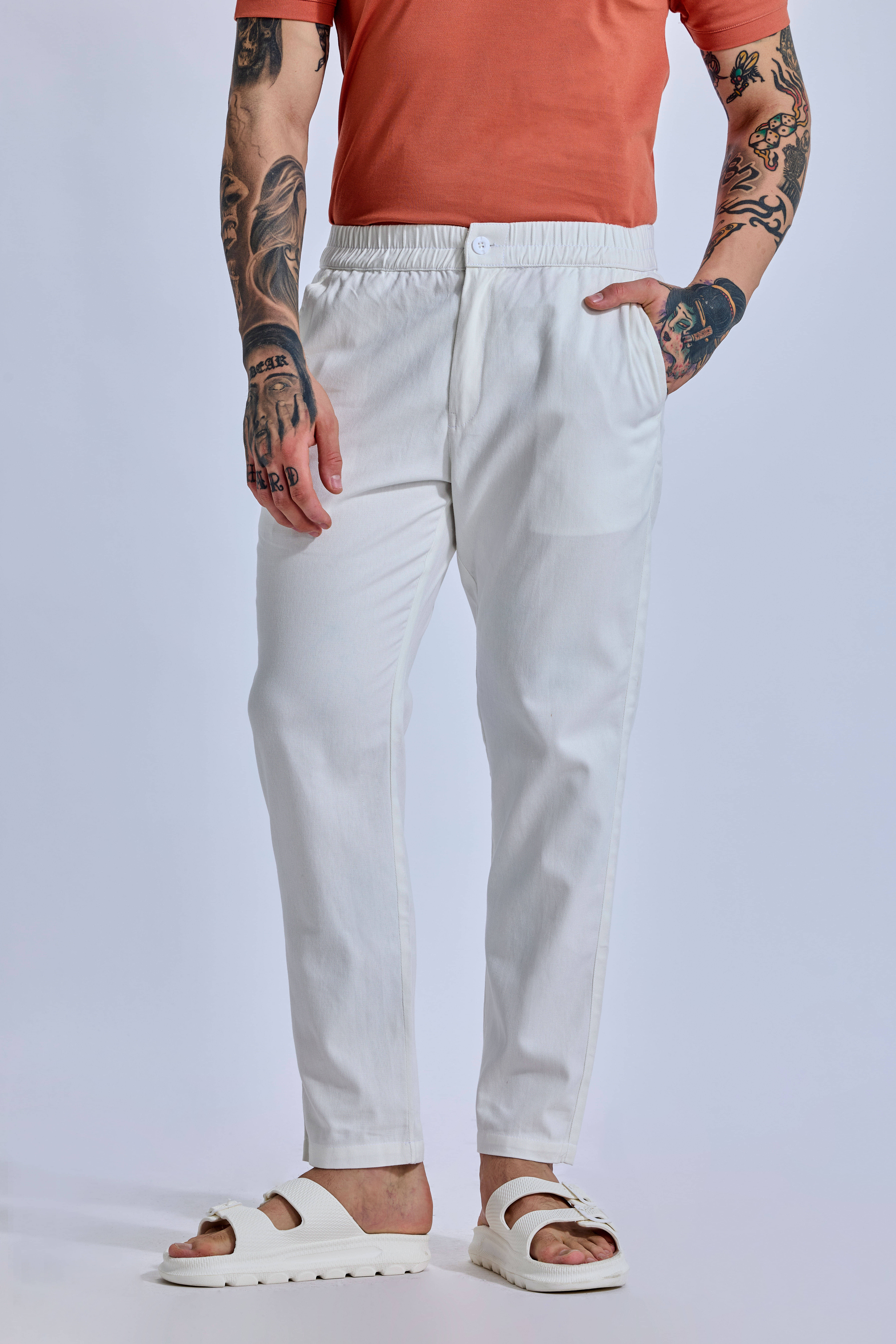     			Tribe Regular Flat Men's Trouser - White ( Pack of 1 )