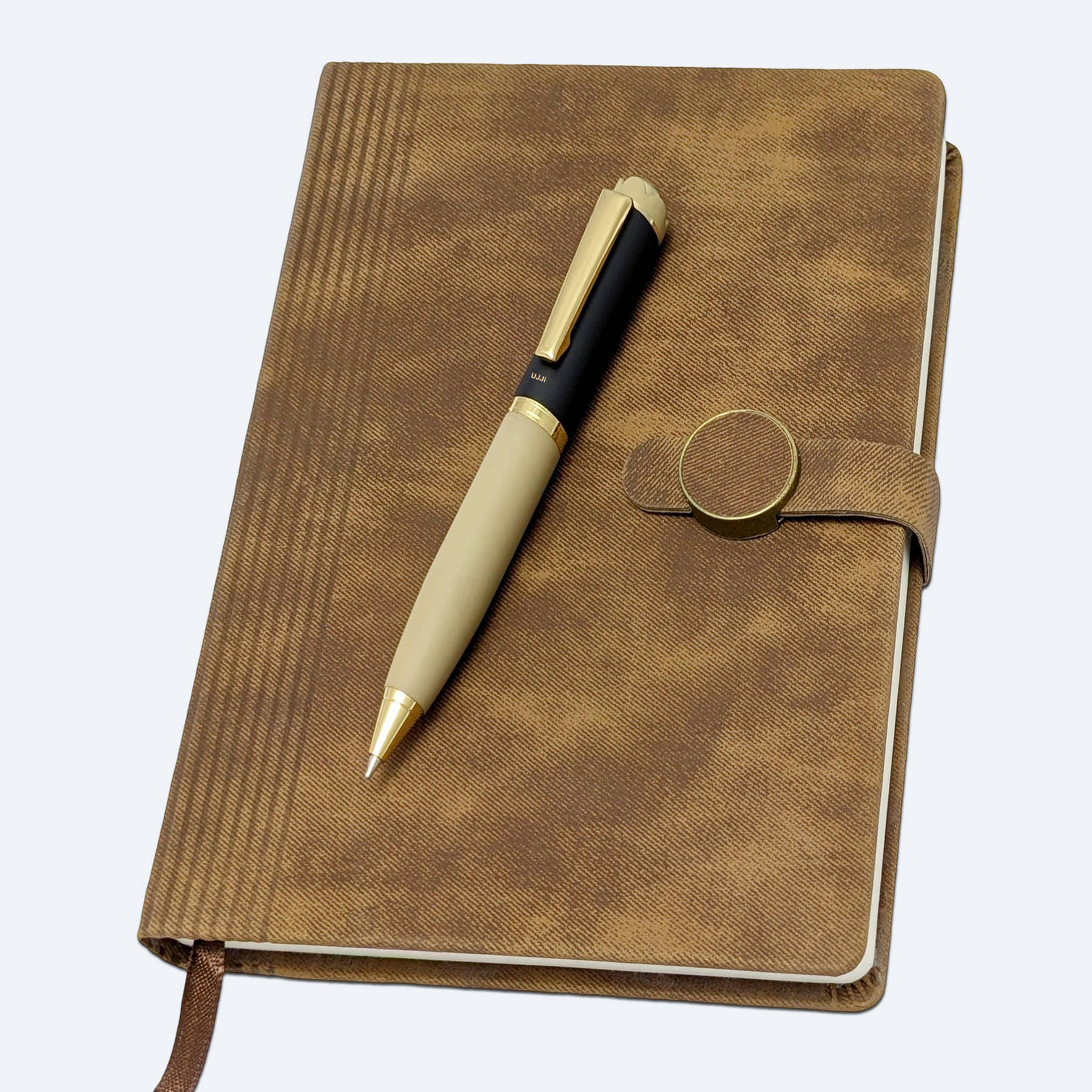     			UJJi A5 PU Leather Notebook, 192 Pages, Magnetic Closure, Monthly Calendar, Brown, 210x150mm