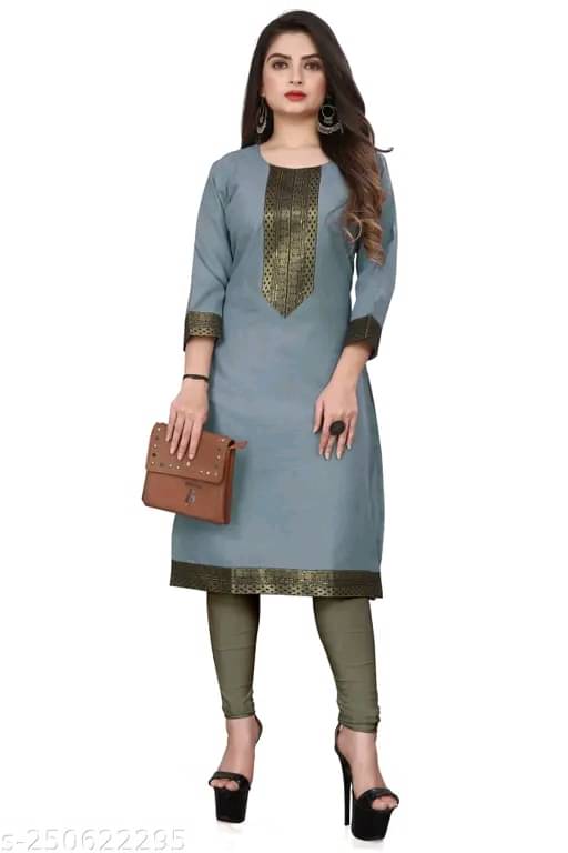     			Vidya Fashion Mart Women Cotton Self Design Straight Kurti ( Grey )