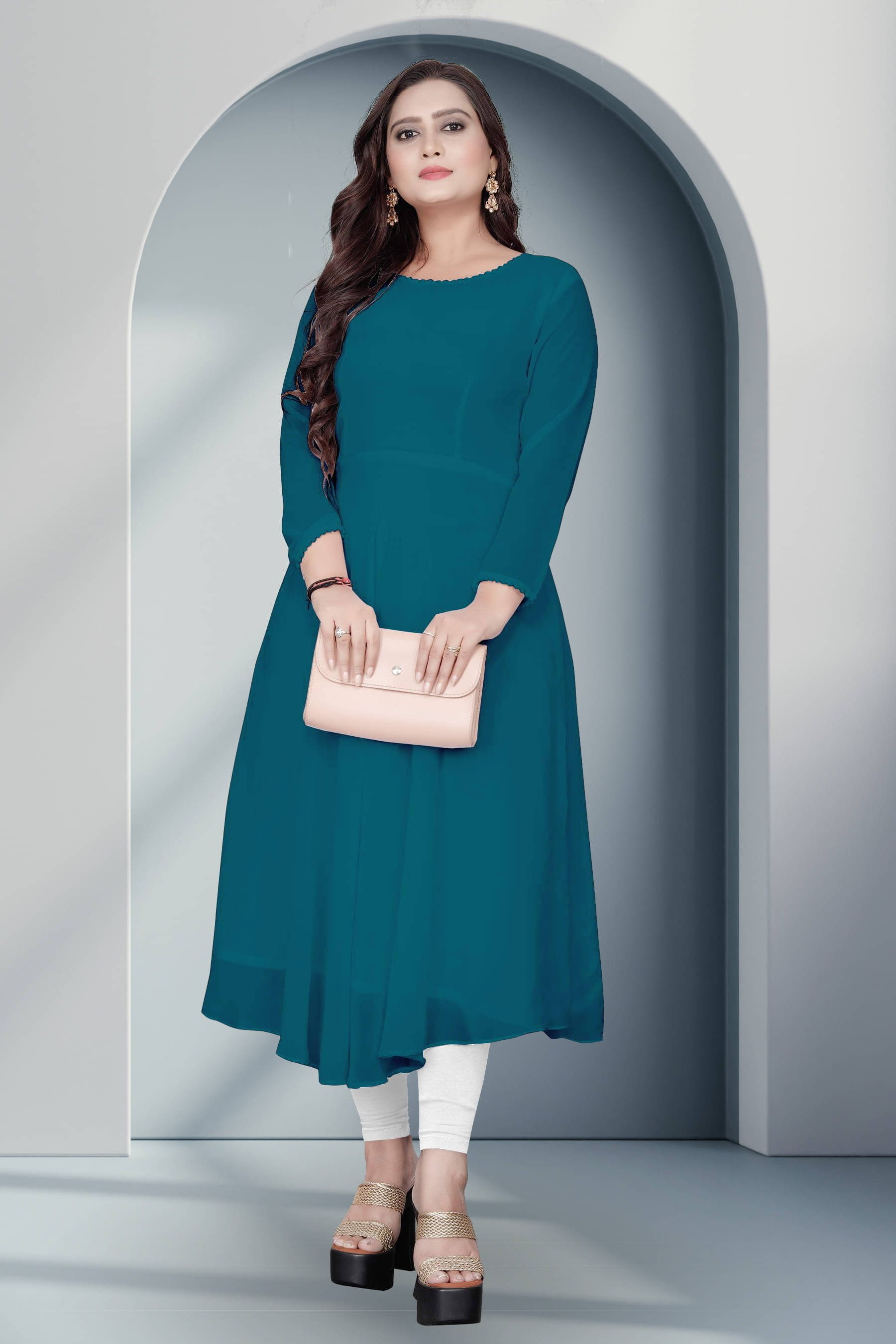     			Vidya Fashion Mart Women Georgette Printed Anarkali Kurti ( Light Blue )