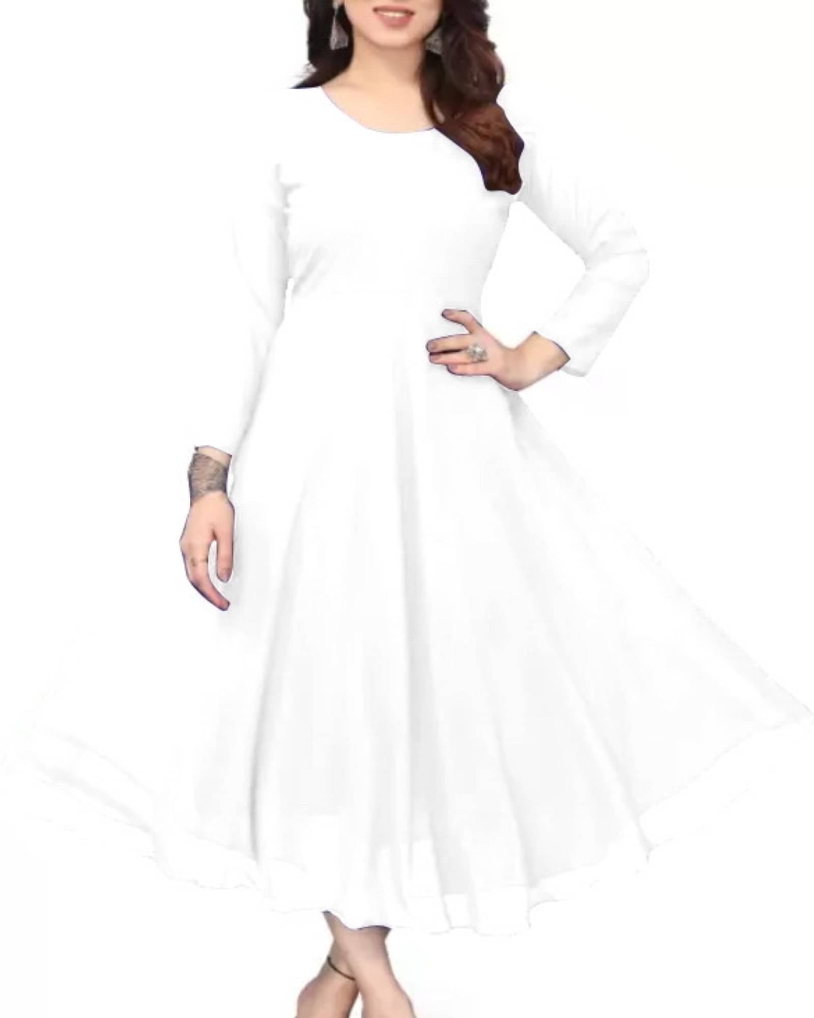     			Vidya Fashion Mart Women Georgette Solid Flared Kurti ( White )