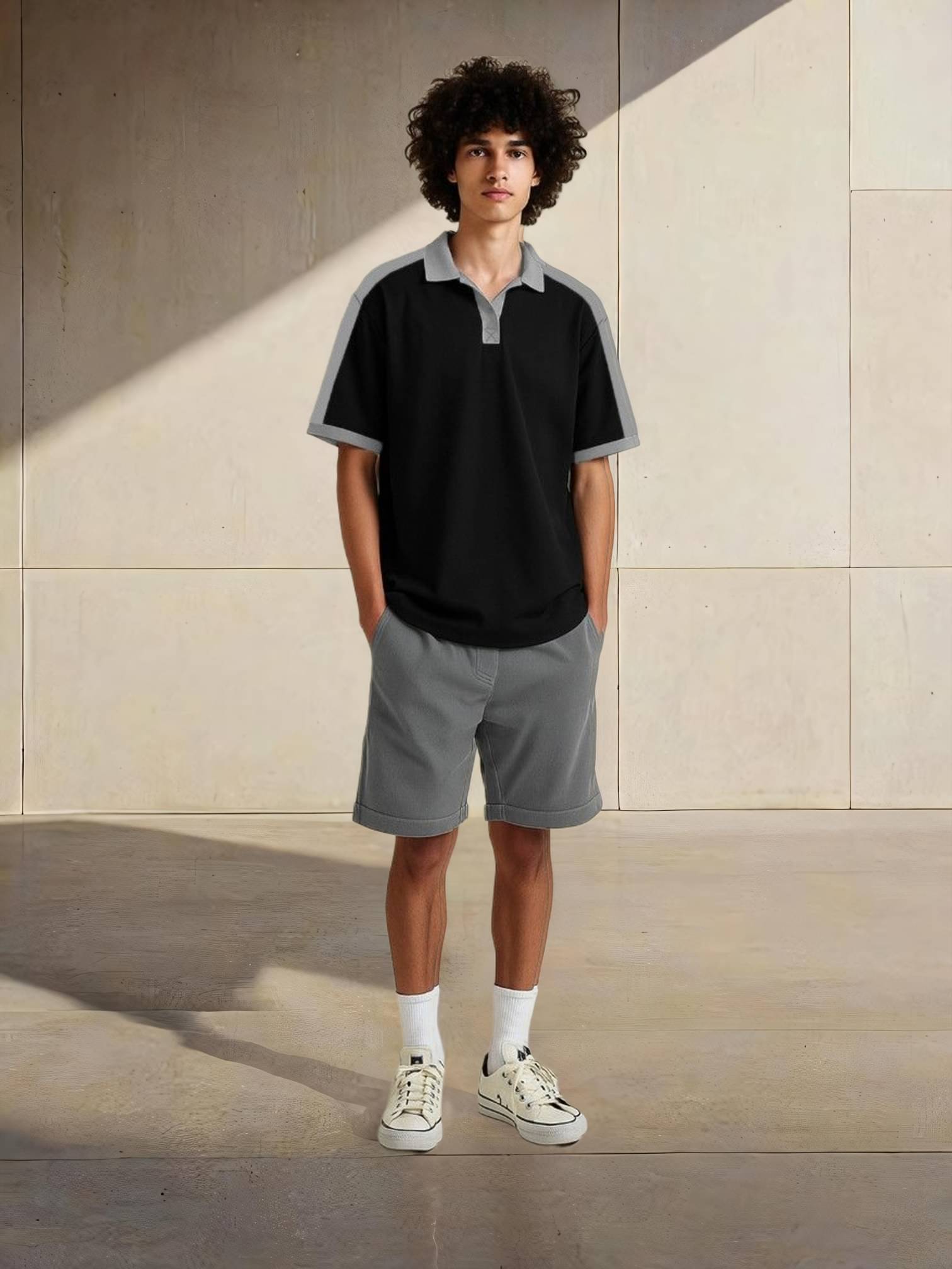     			clafoutis Men Cotton Regular Fit Colorblock Polo T Shirt ( Black )