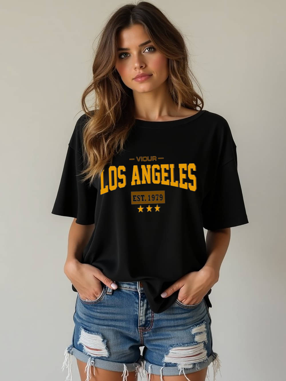     			genzy Women Cotton Blend Printed Oversized Fit Round Neck T-Shirt ( Black )