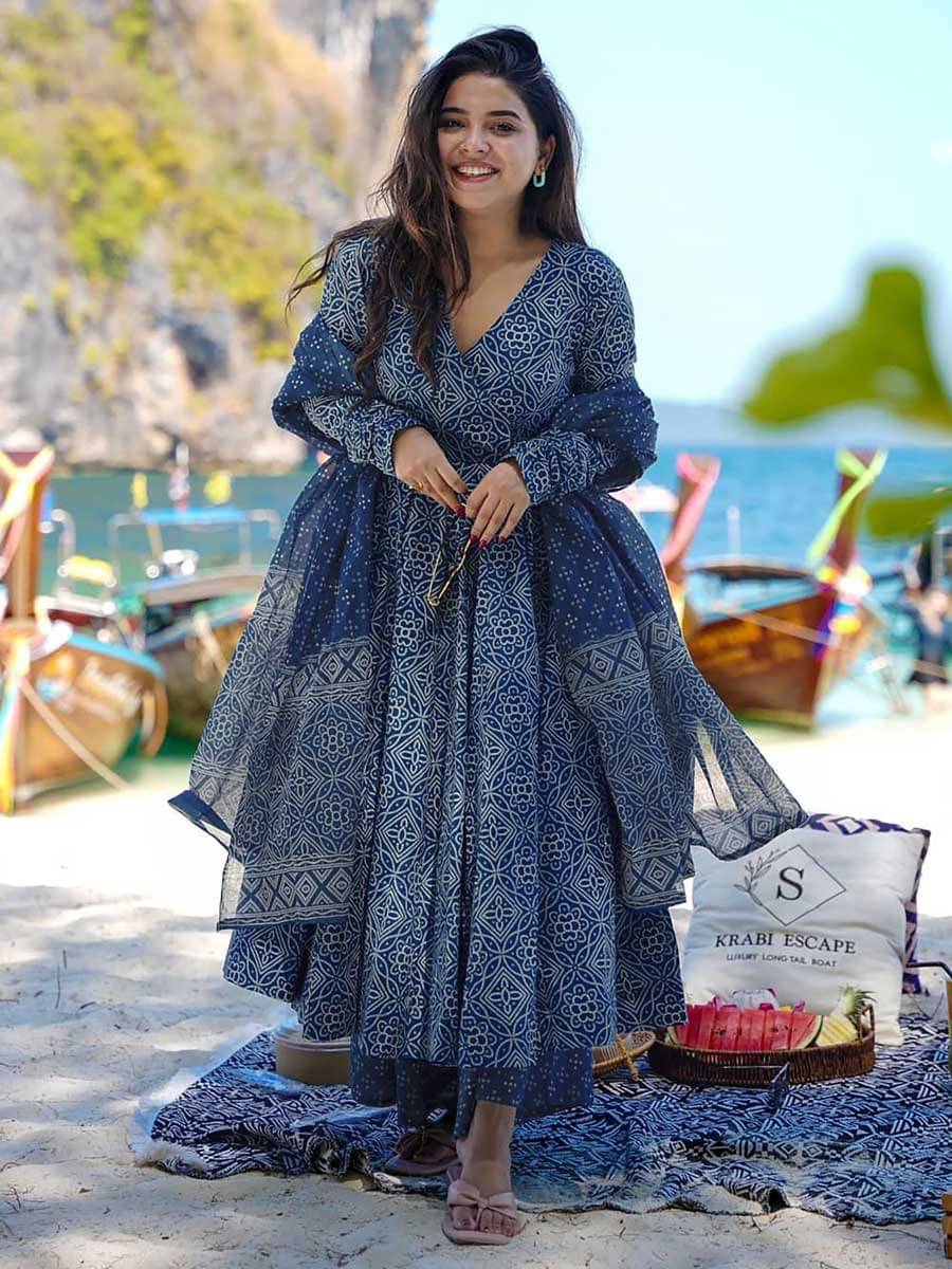 kedar fab Women Rayon Printed Anarkali Kurti With Palazzo ( Blue )     			kedar fab Women Rayon Printed Anarkali Kurti With Palazzo ( Blue )