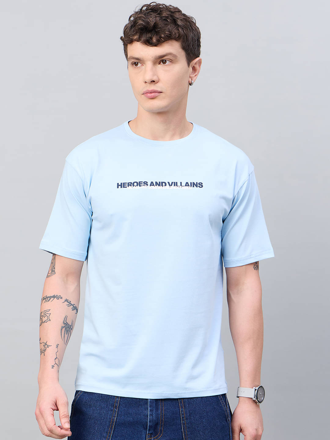     			98 Degree North Men Cotton Regular Fit Printed T-Shirt ( Aqua Blue )