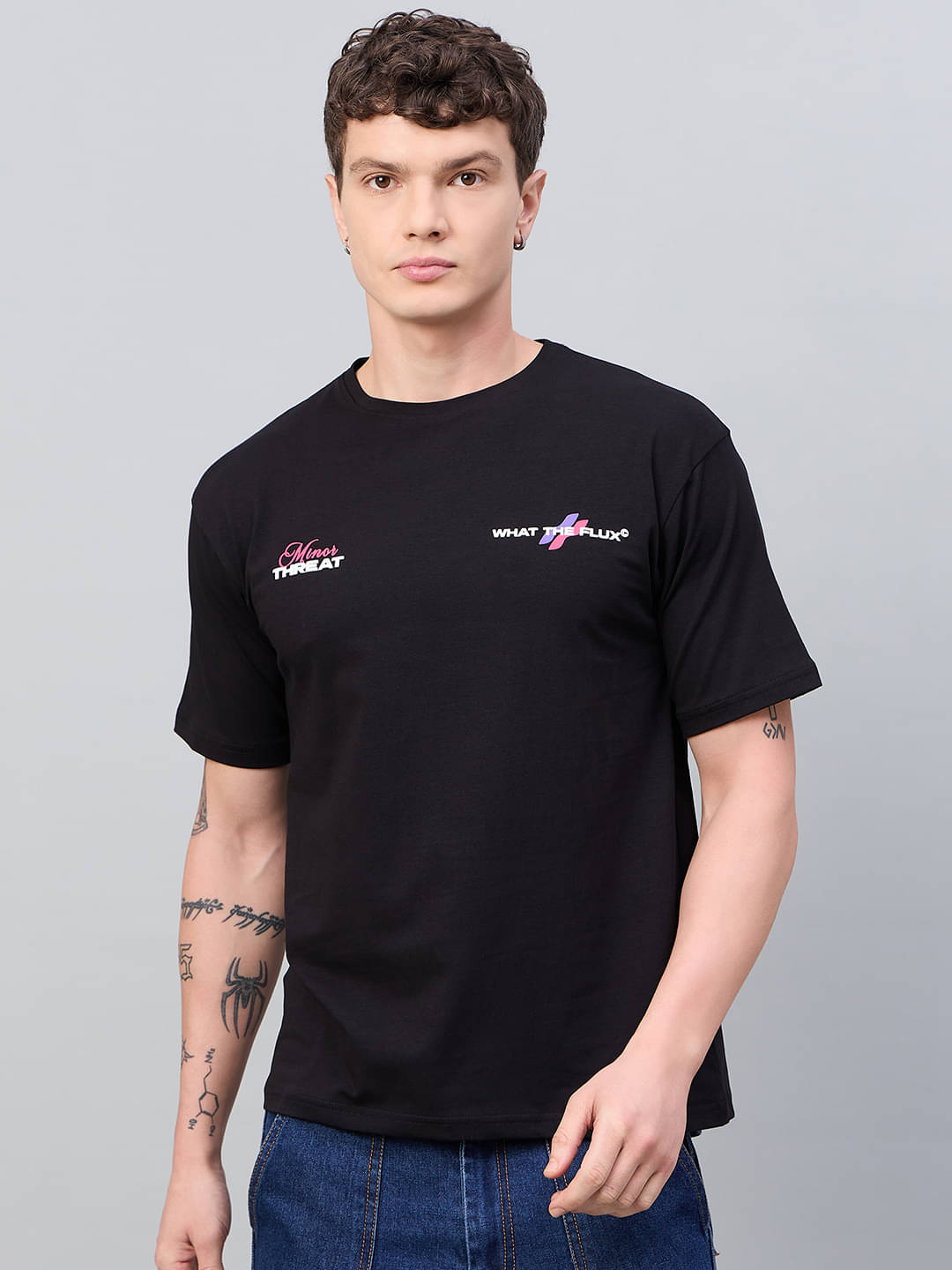     			98 Degree North Men Cotton Regular Fit Printed T-Shirt ( Black )