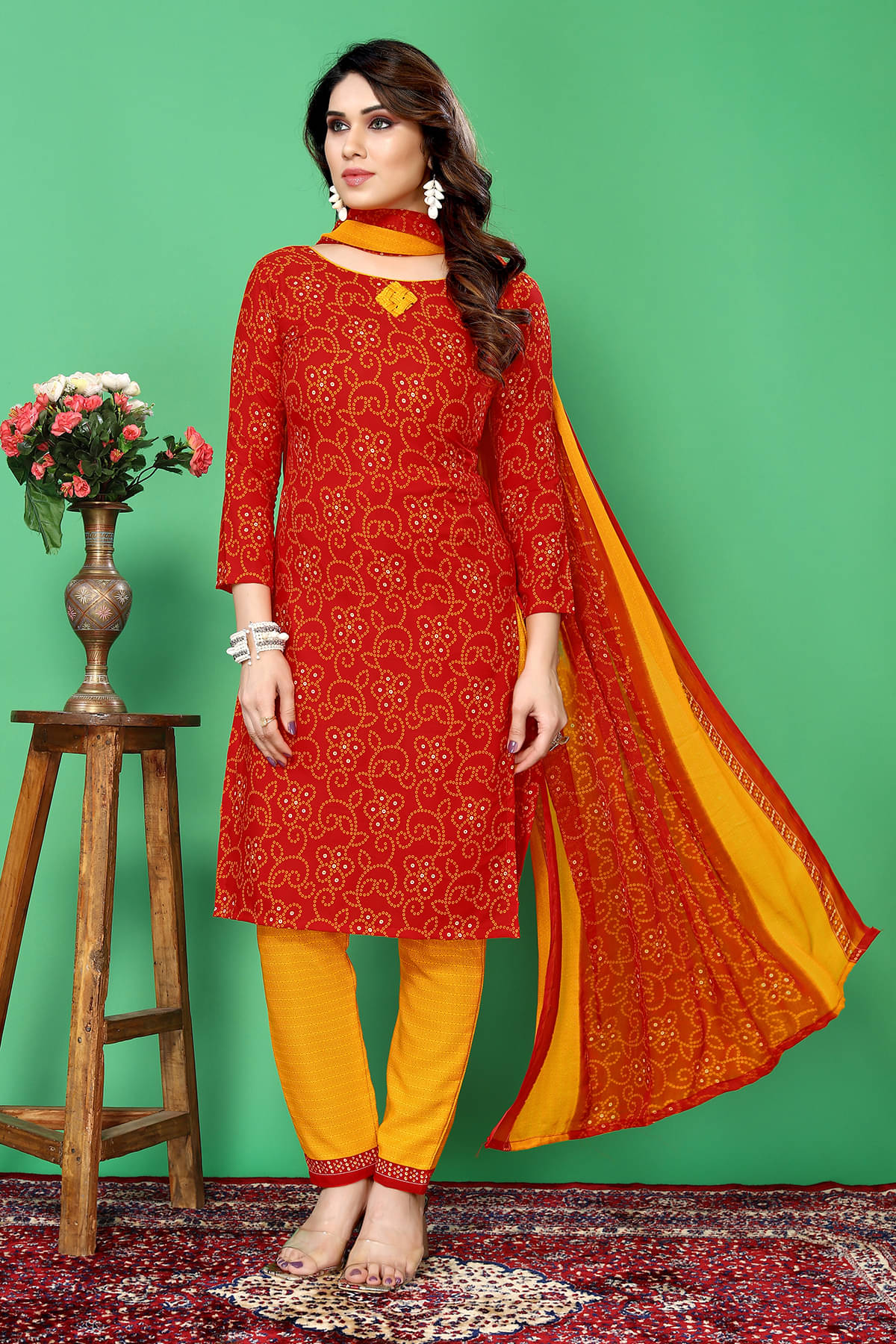     			ANAND SAREES Women Crepe Unstitched Dress Material ( Red )