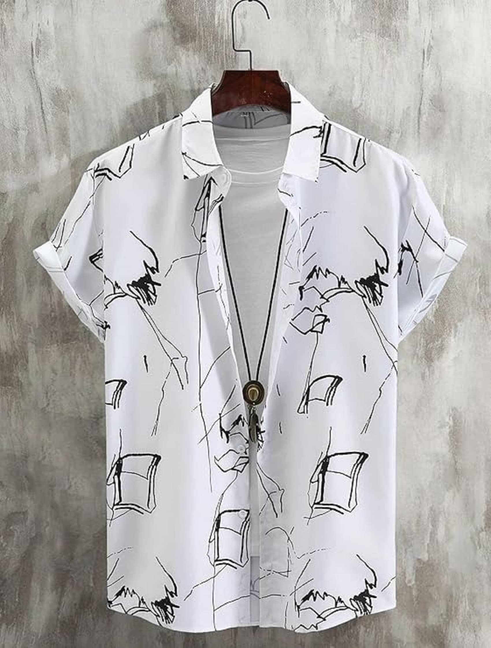 ARZ Poly Cotton Regular Fit Self Design Half Sleeves Men's Casual Shirt - White ( Pack of 1 )