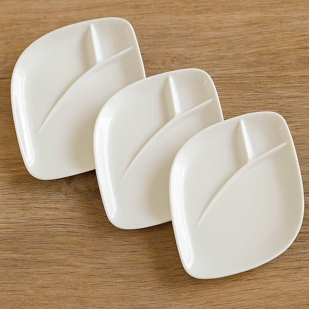     			Baskety 3 Pcs Plastic White Dessert Plate