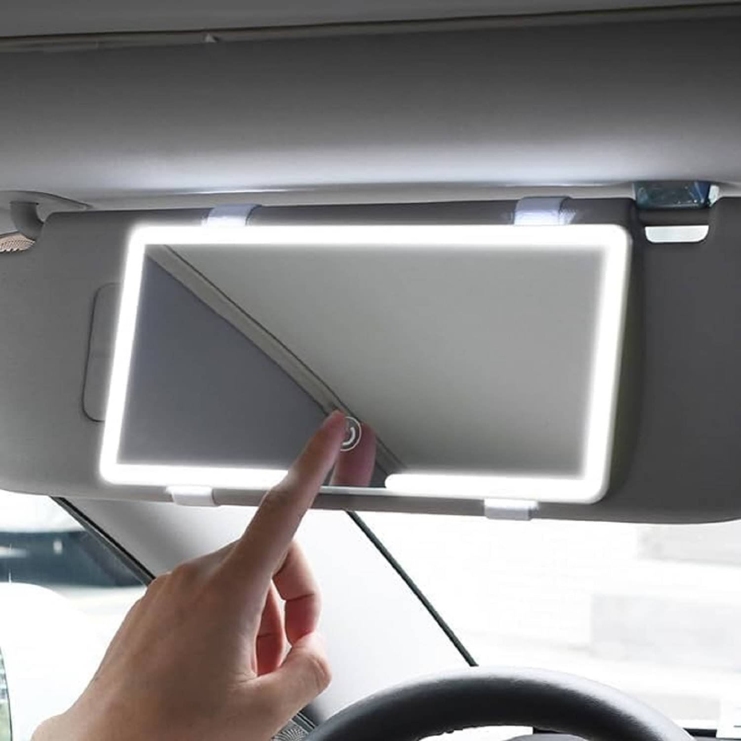     			Car Sun Visor Vanity Mirror With 80 LEDs - 3 Light Modes, Rechargeable, Dimmable Touch Control - Universal for Car, Truck, SUV