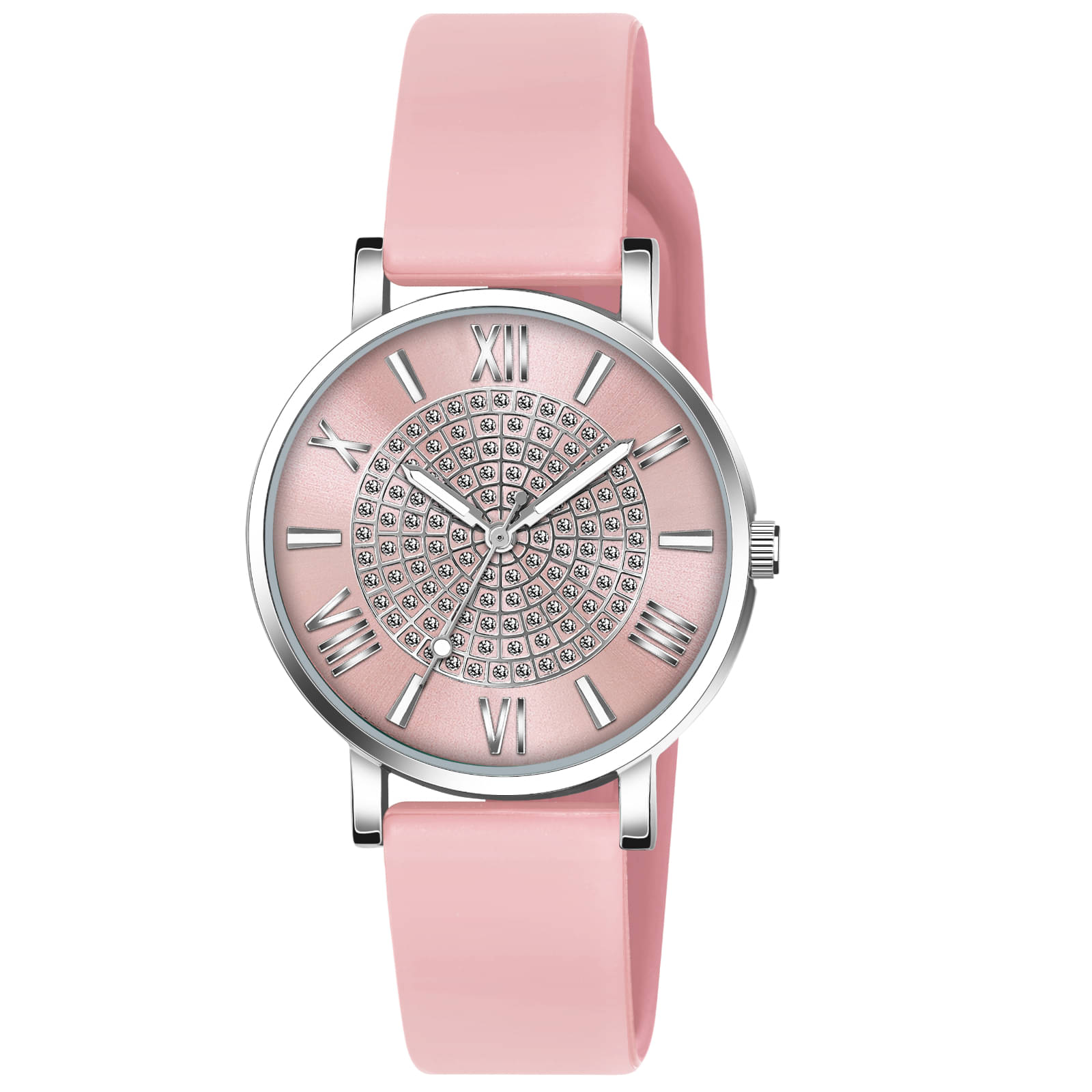     			Crestello Pink Silicon Analog Womens Watch