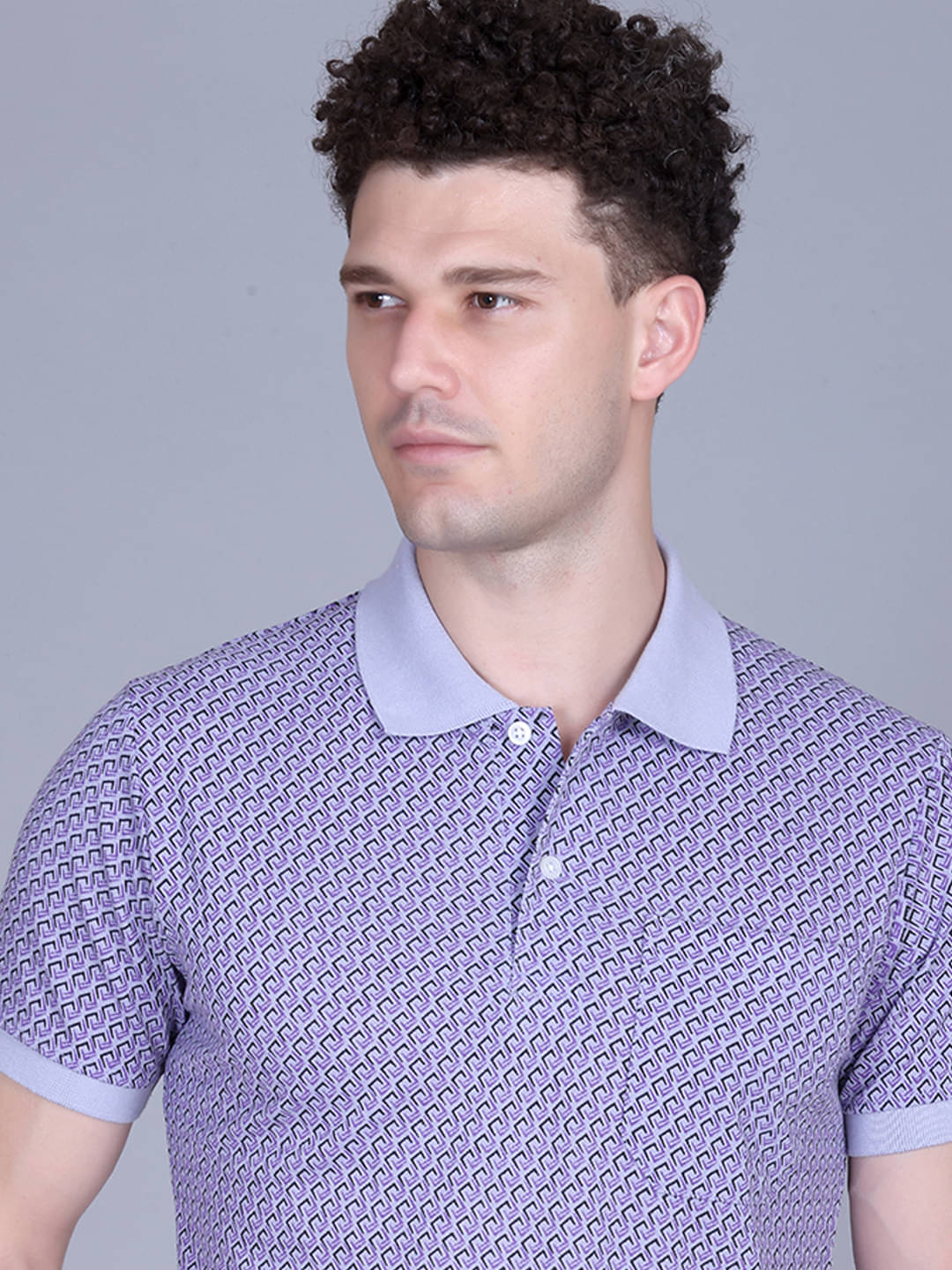 DISTORTION CREW Men Polyester Regular Fit Printed Polo T Shirt ( Purple ) DISTORTION CREW Men Polyester Regular Fit Printed Polo T Shirt ( Purple )