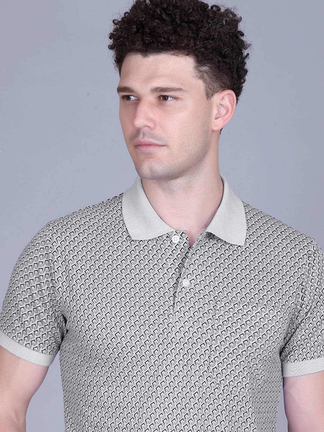 DISTORTION CREW Men Polyester Regular Fit Printed Polo T Shirt ( Grey ) DISTORTION CREW Men Polyester Regular Fit Printed Polo T Shirt ( Grey )