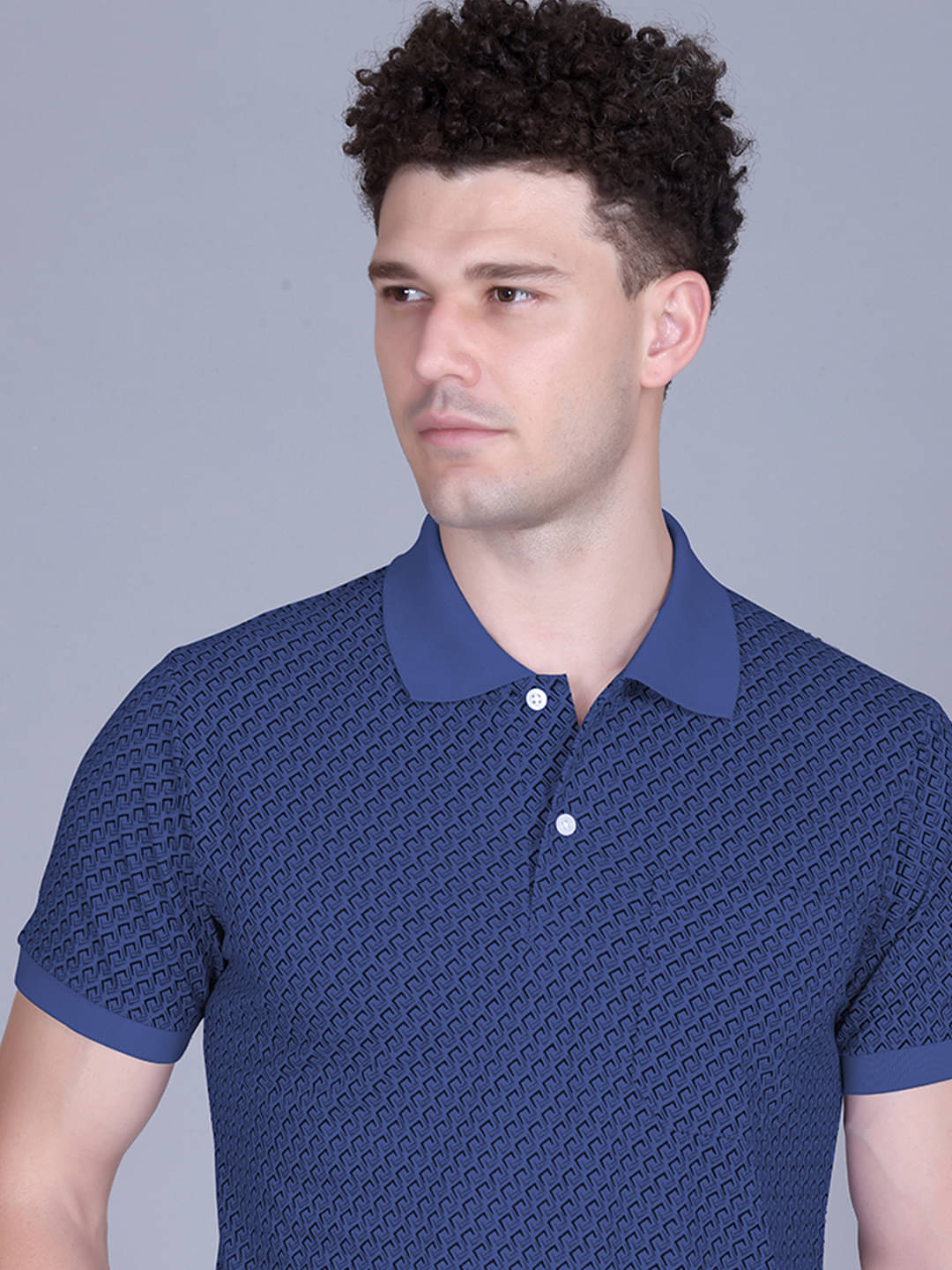DISTORTION CREW Men Polyester Regular Fit Printed Polo T Shirt ( Blue ) DISTORTION CREW Men Polyester Regular Fit Printed Polo T Shirt ( Blue )
