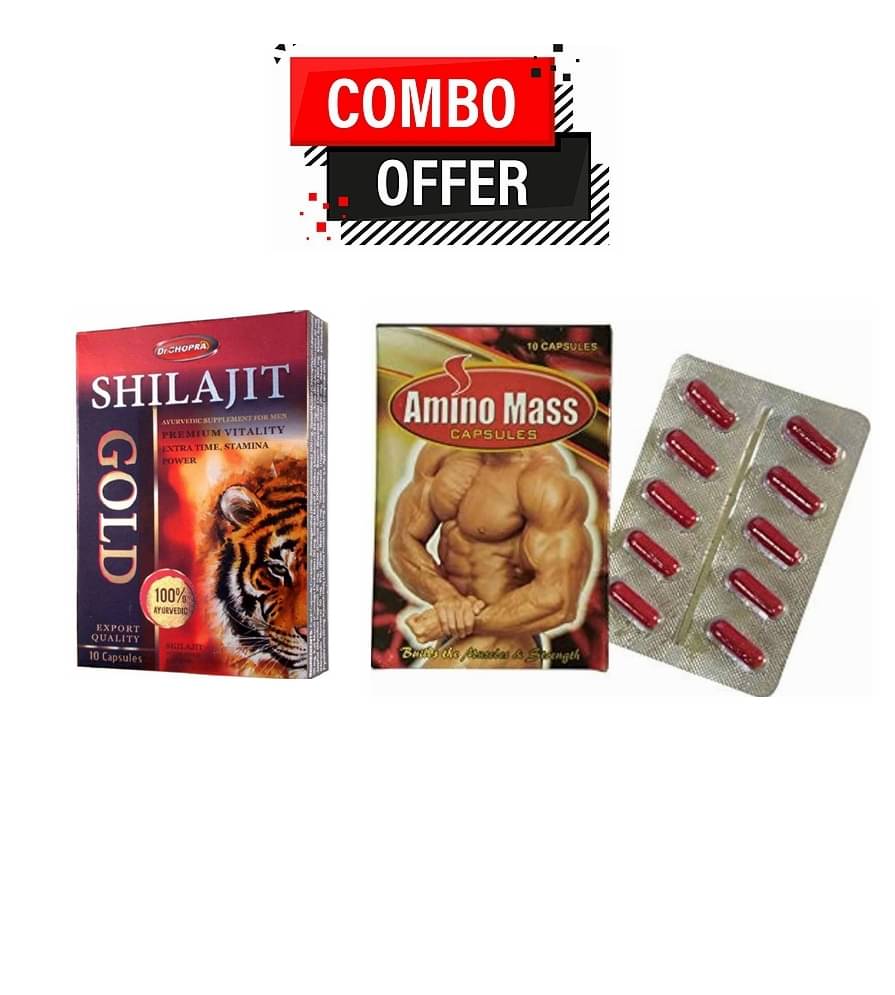 Dr. Chopra Shilajit Gold Capsule 10no.s & G&G Amino Mass Capsule 10 no.s Unflavoured Pack of 2 Dr. Chopra Shilajit Gold Capsule 10no.s & G&G Amino Mass Capsule 10 no.s Unflavoured Pack of 2