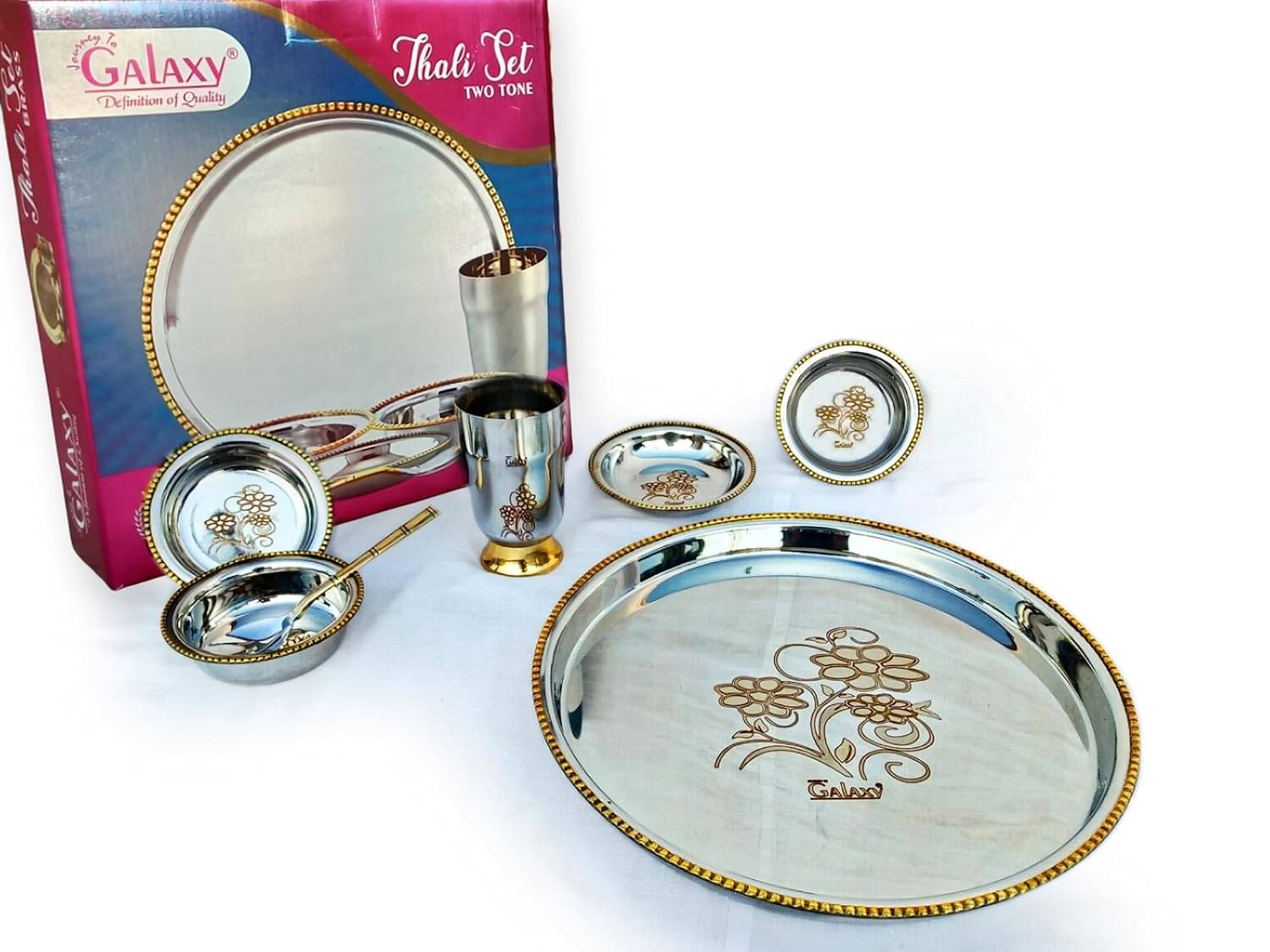     			EB GALAXY GDS-07 Laser Printed Stainless Steel Dinner Set ( Pack of 1 ) Silver