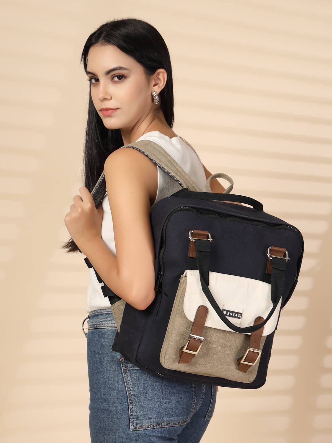     			ENSAC Backpack Canvas Set of 1 ( Blue )