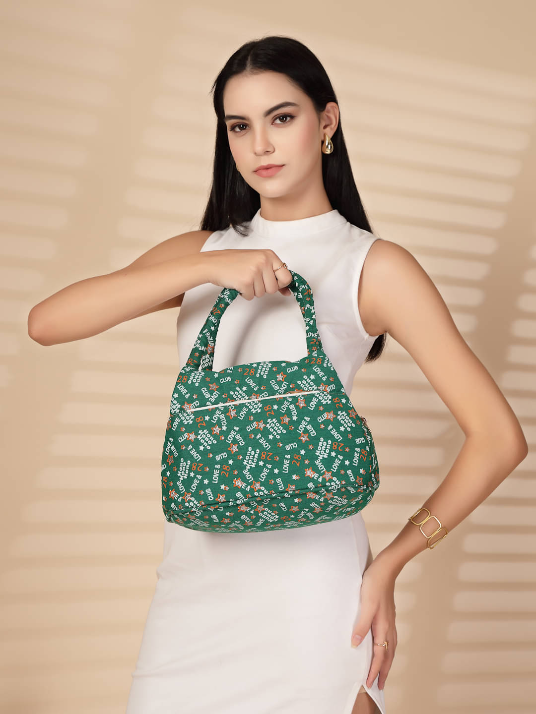     			ENSAC Handheld Bag Cotton Set of 1 ( Green )