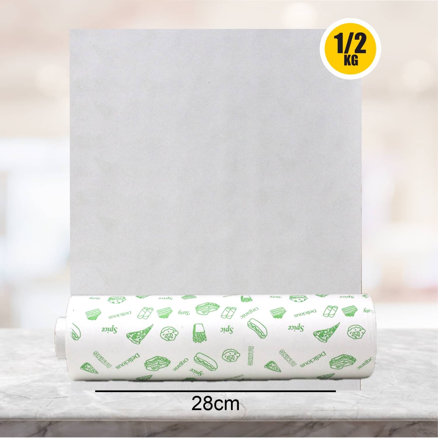     			Ekoprime Butter Paper 1/2 Kg Roll | Non-Stick, Food Safe Wrapping Paper | 50 GSM | Perfect for Roti, Baking & Storage Pack of 1
