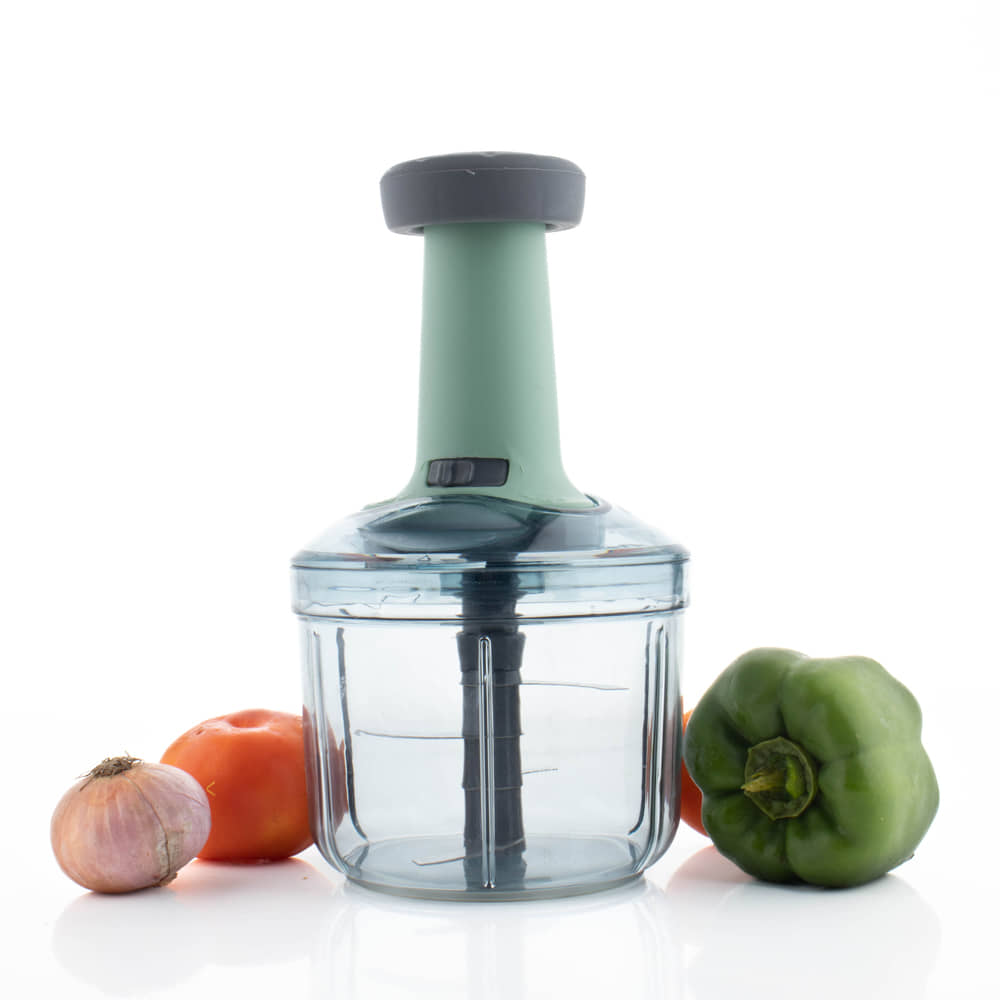 FIT4CHEF Vegetable Chopper Multicolour Stainless Steel Mannual Chopper 900 ml ( Pack of 1 )