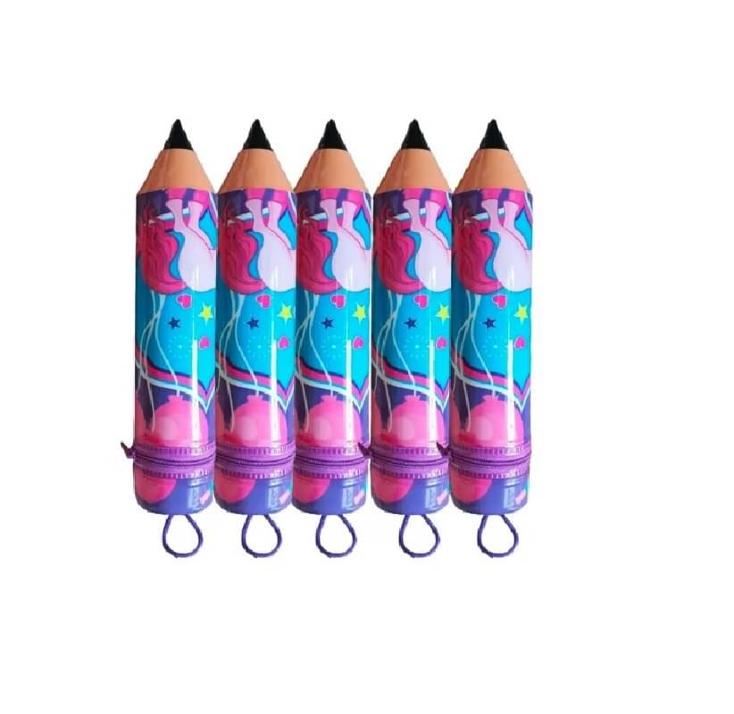     			FREEDY 5PC Unicorn Cartoon Printed Pencil Shape Box for Kids Pen/Pencil-Zipper Pouch Stationery Case for Boys & Girls, Birthday Party Gifts,