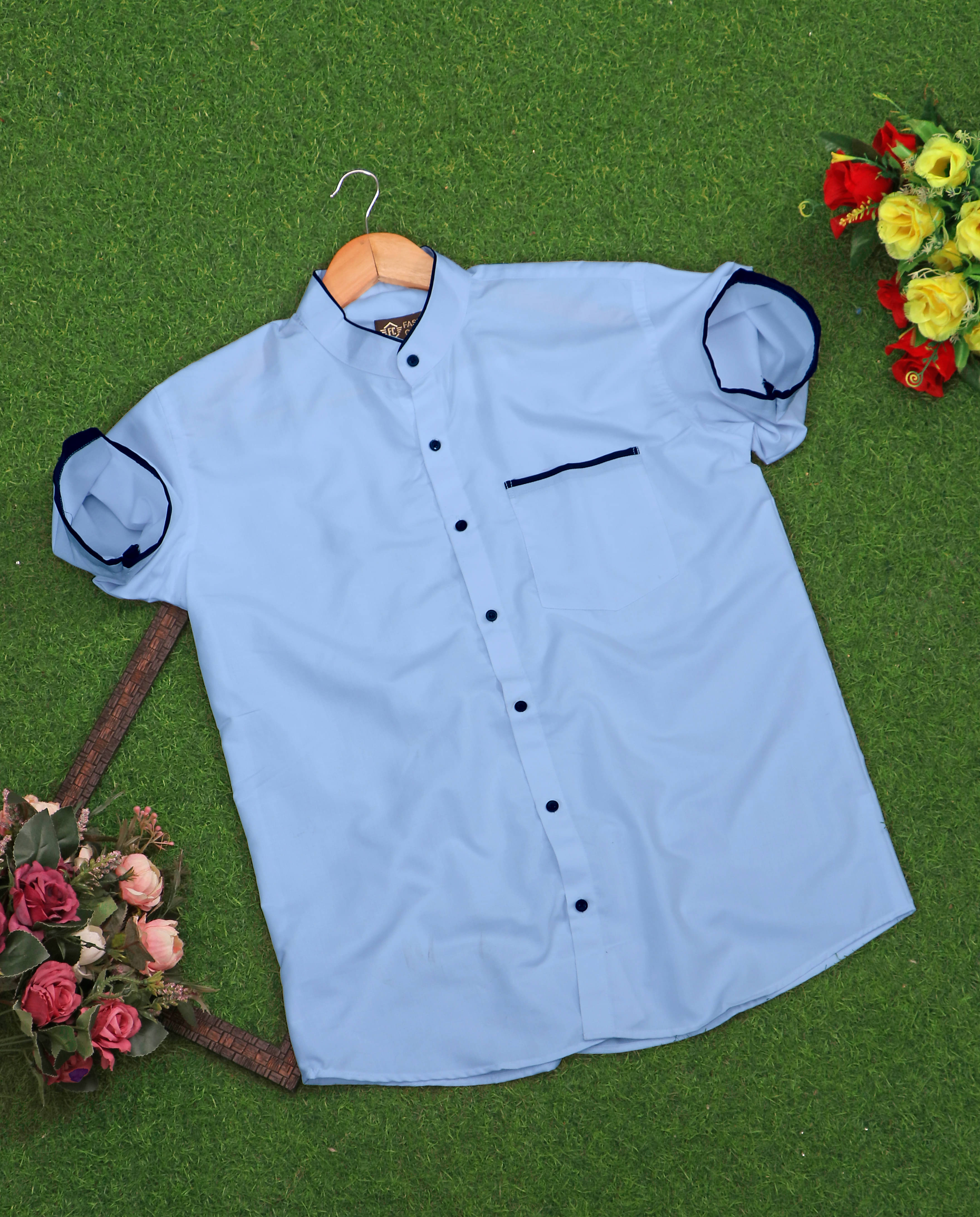 Fashion Corner Cotton Blend Regular Fit Half Sleeves Men's Formal Shirt - Light Blue ( Pack of 1 ) Fashion Corner Cotton Blend Regular Fit Half Sleeves Men's Formal Shirt - Light Blue ( Pack of 1 )