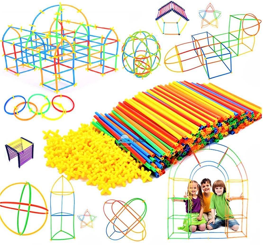     			Fratelli Colorful Pipe Straw Stick Building Block Educational Assembly Toy for Kids (100 Pieces)